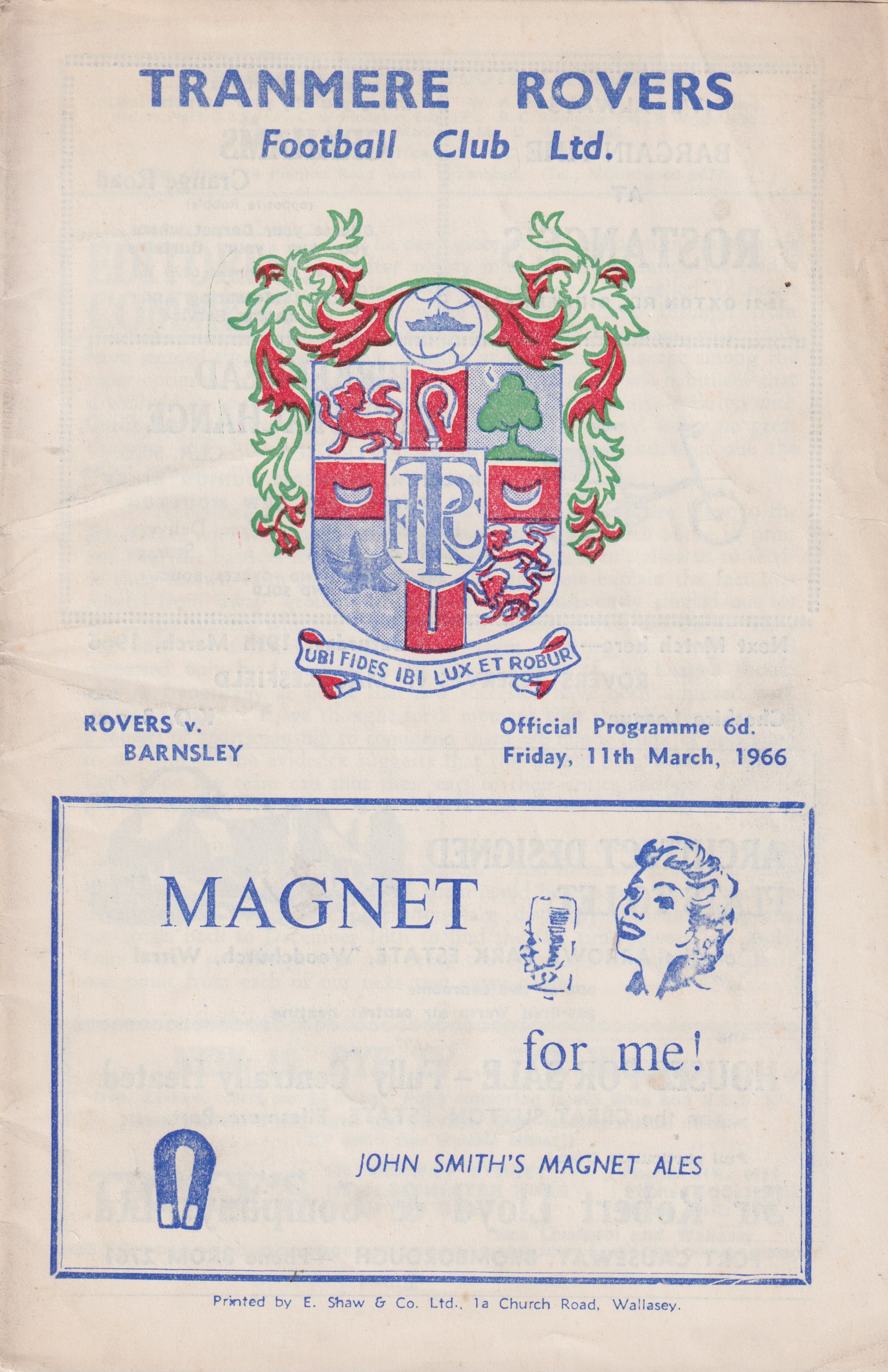 Match Programme for 11/03/1966