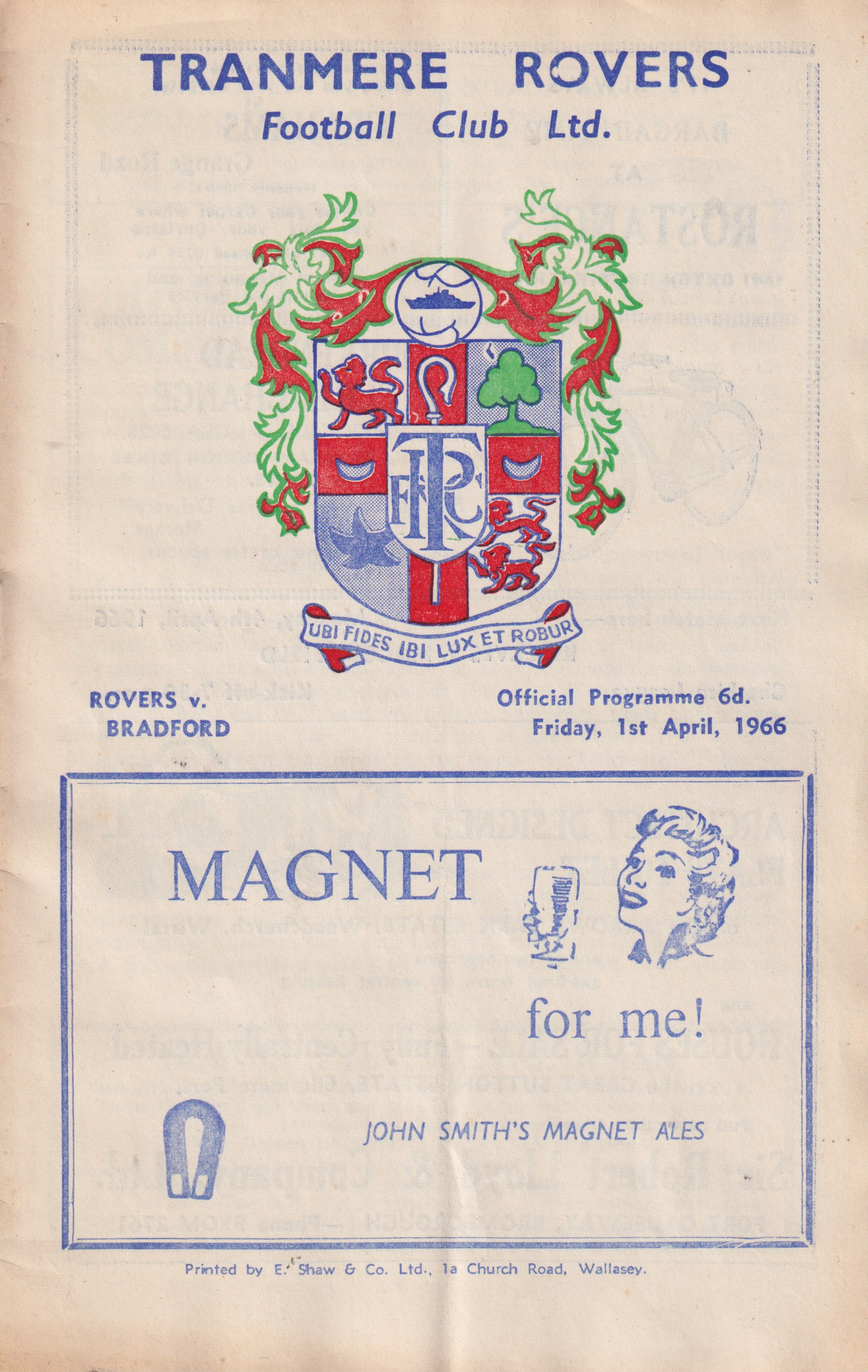 Match Programme for 01/04/1966