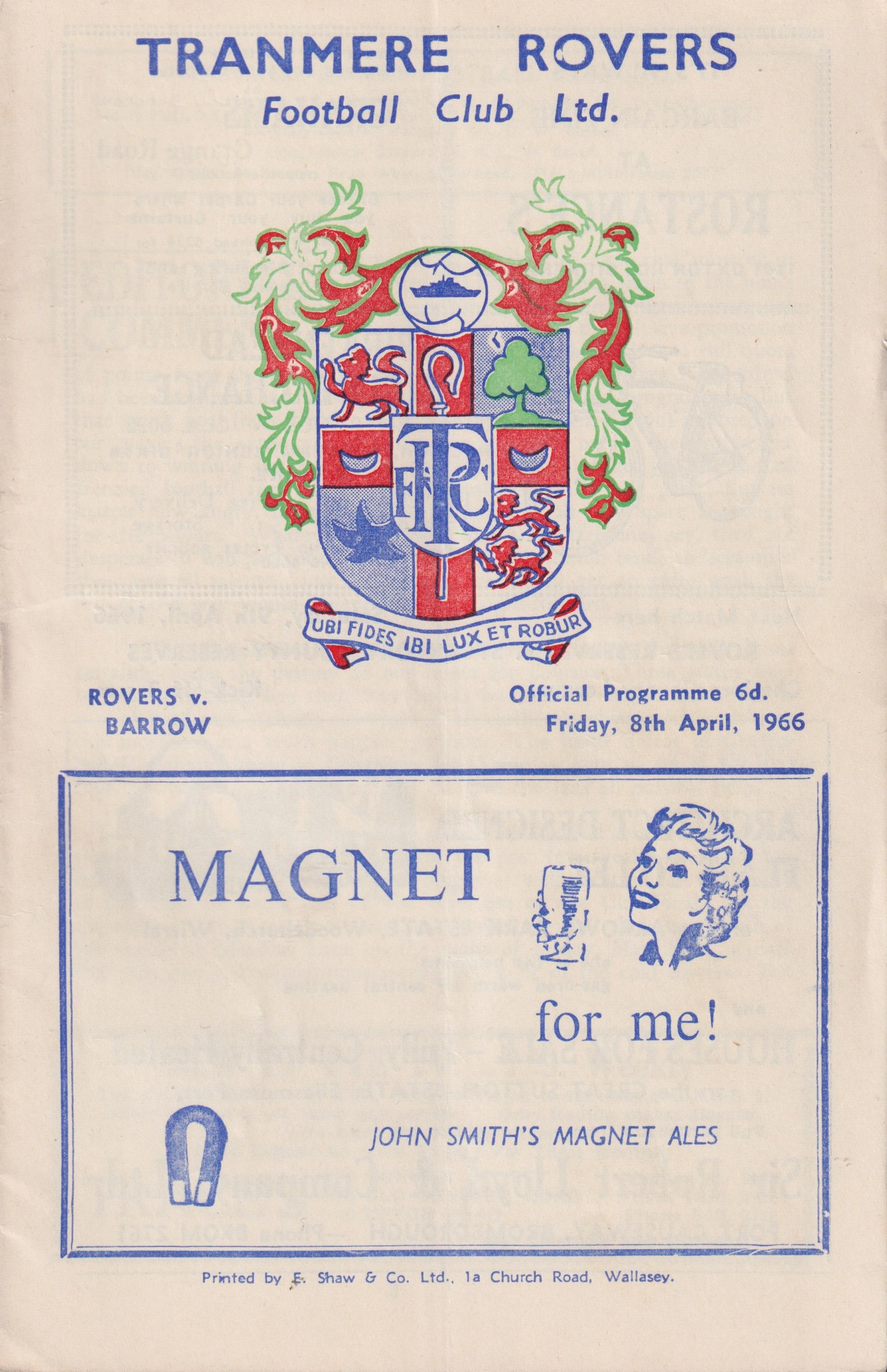 Match Programme for 08/04/1966