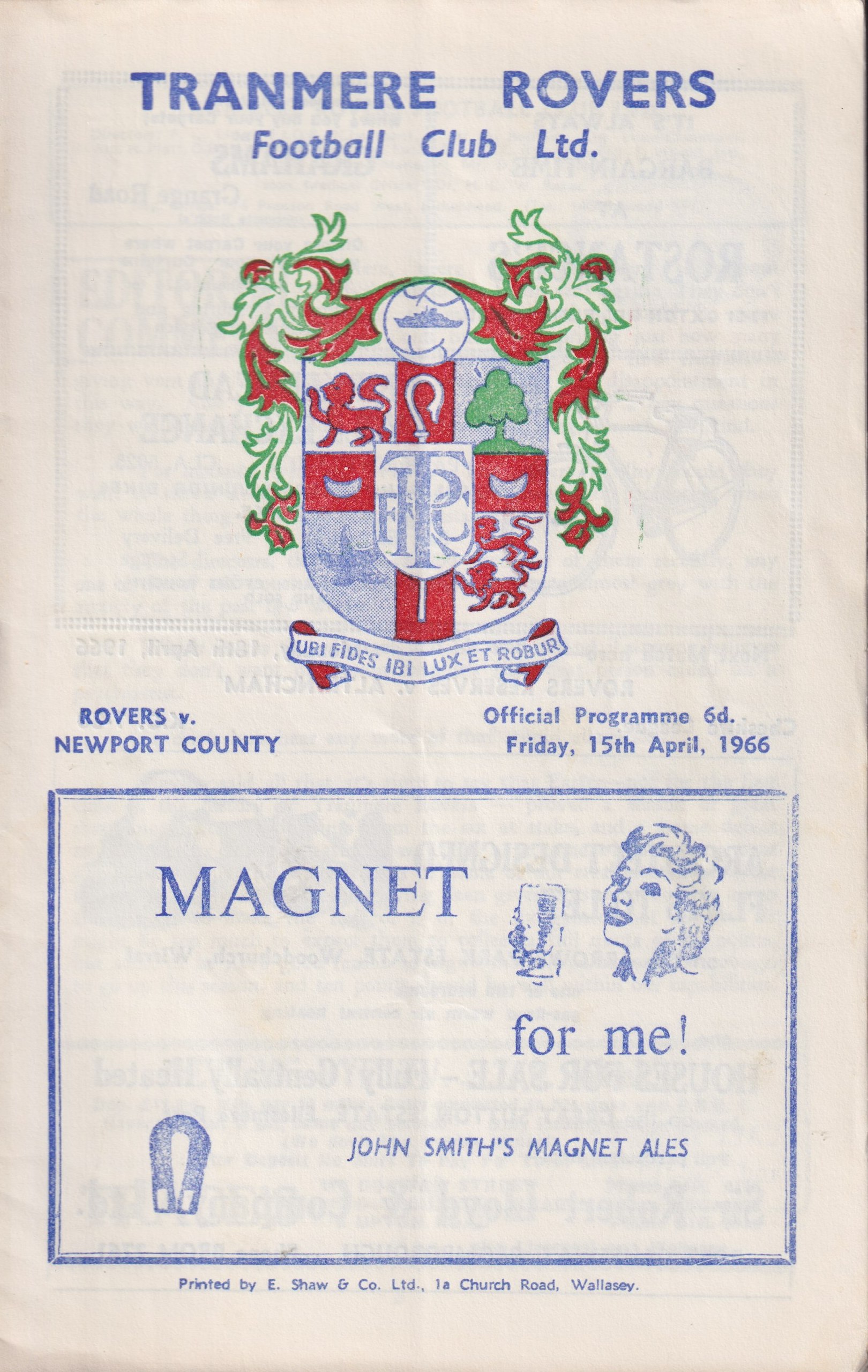 Match Programme for 15/04/1966