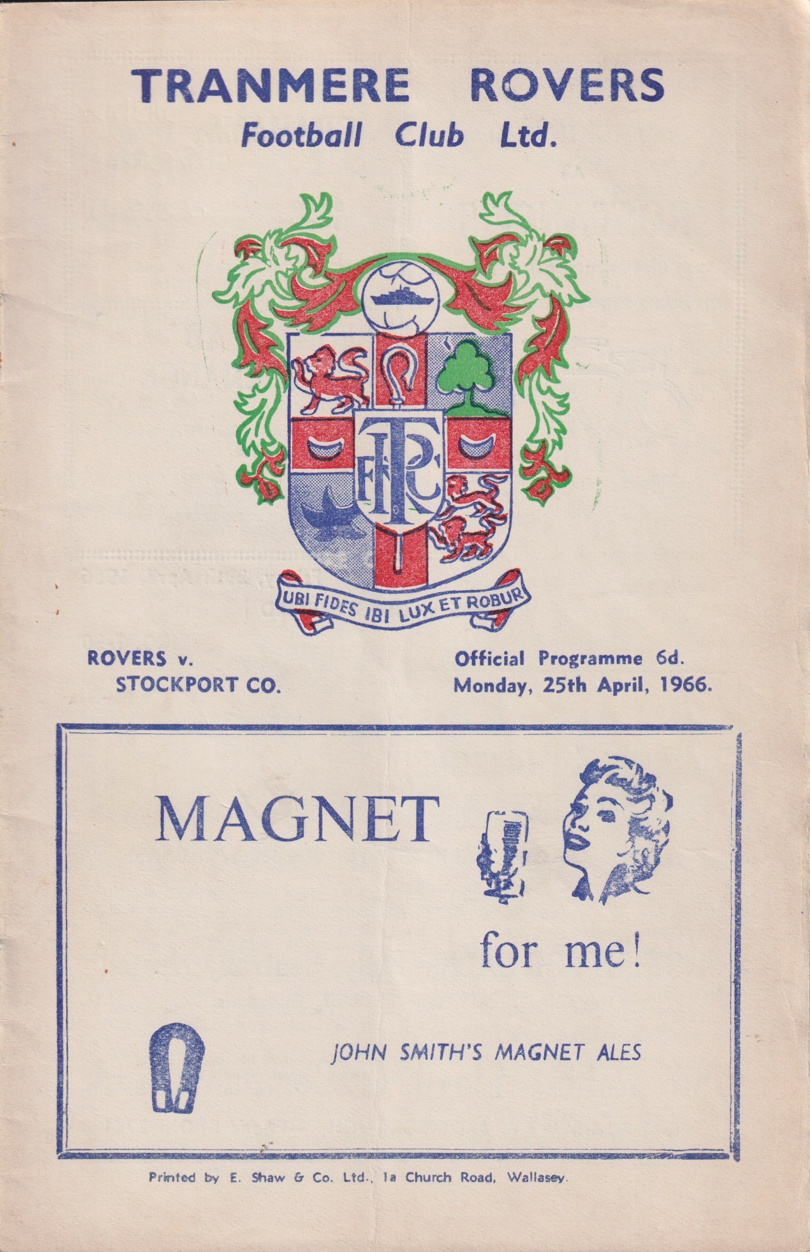 Match Programme for 25/04/1966