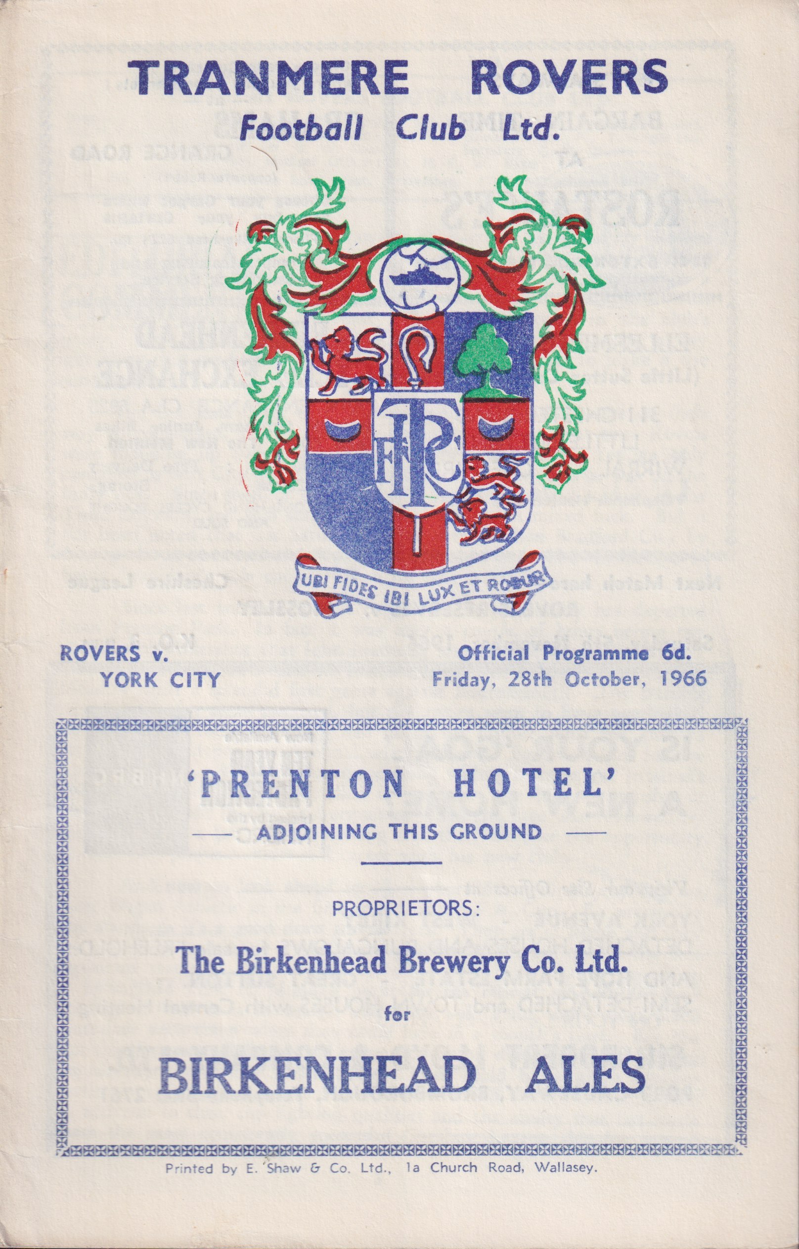 Match Programme for 28/10/1966