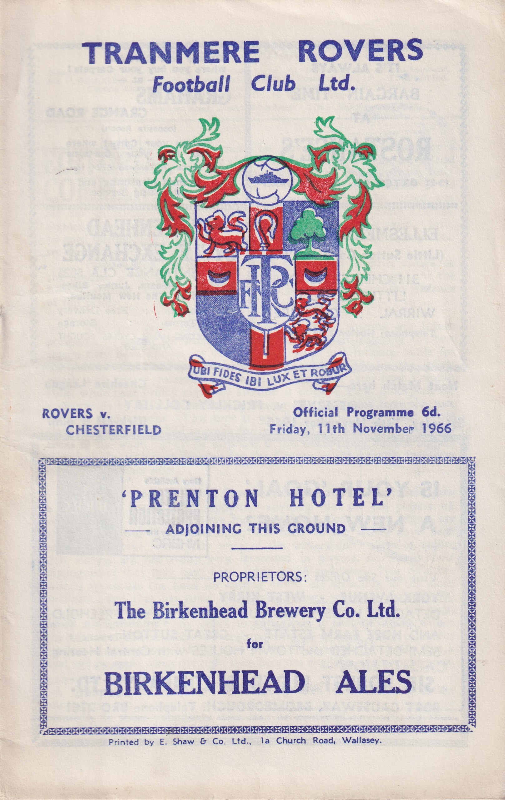 Match Programme for 11/11/1966