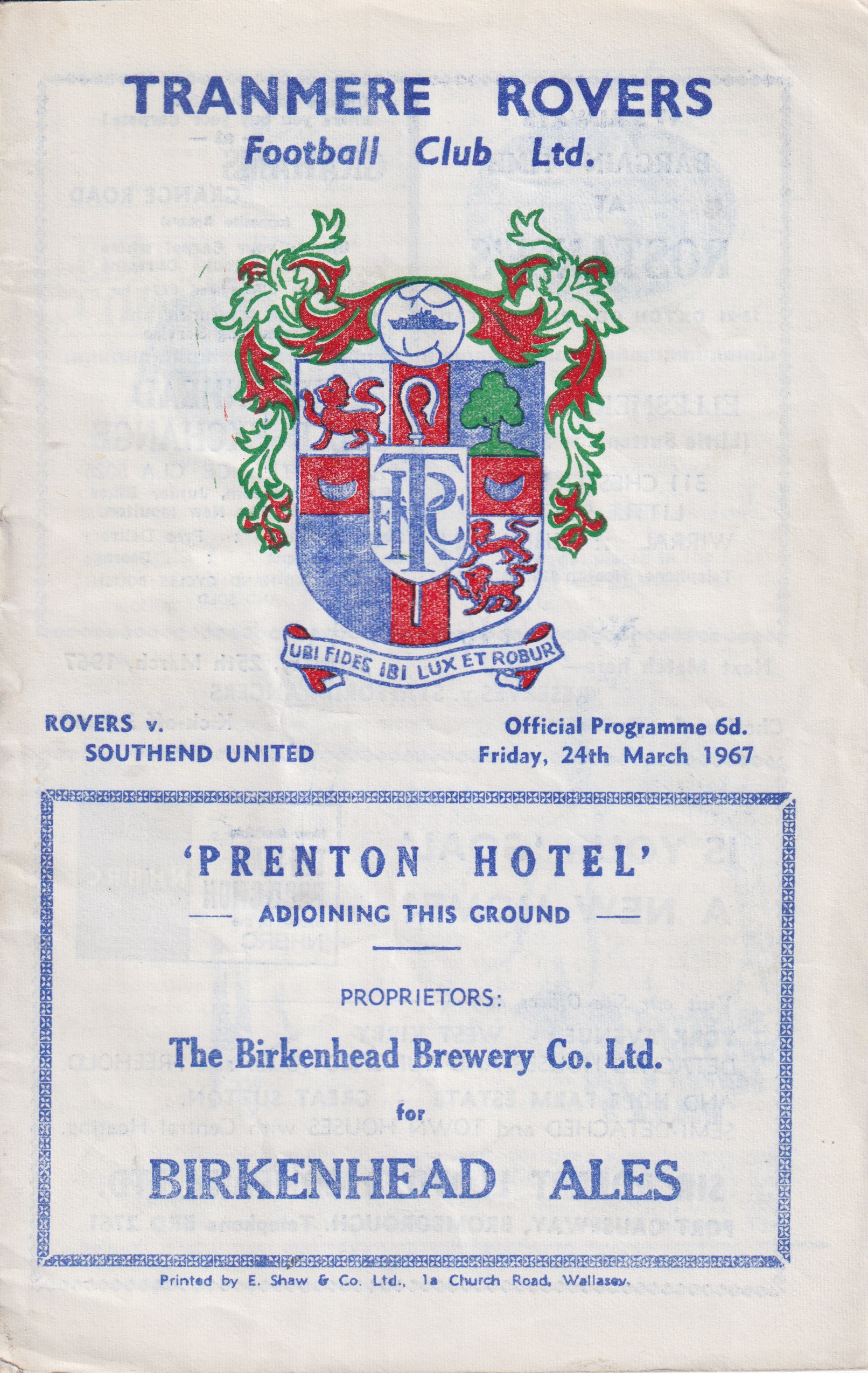 Match Programme for 24/03/1967