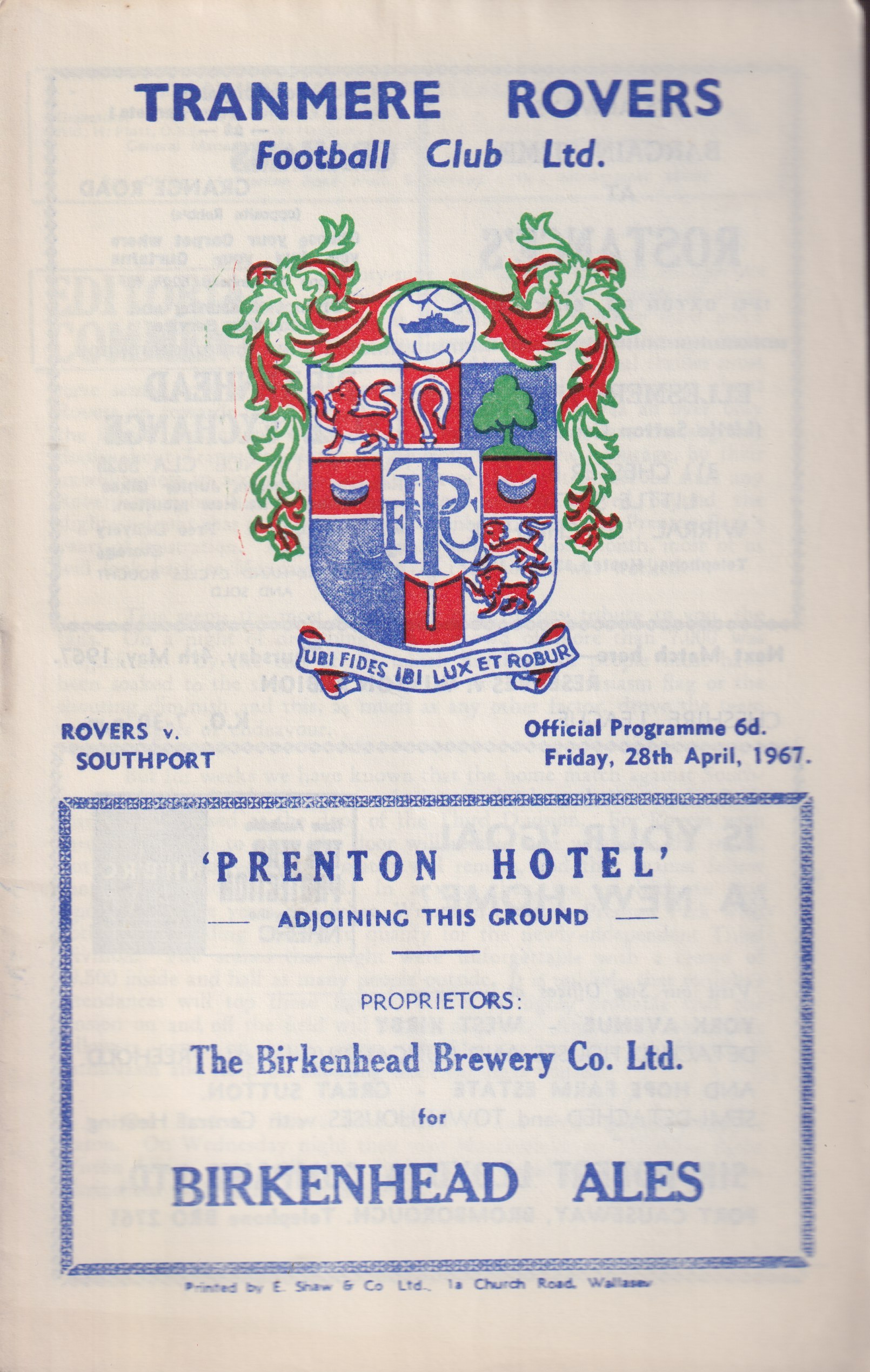 Match Programme for 28/04/1967