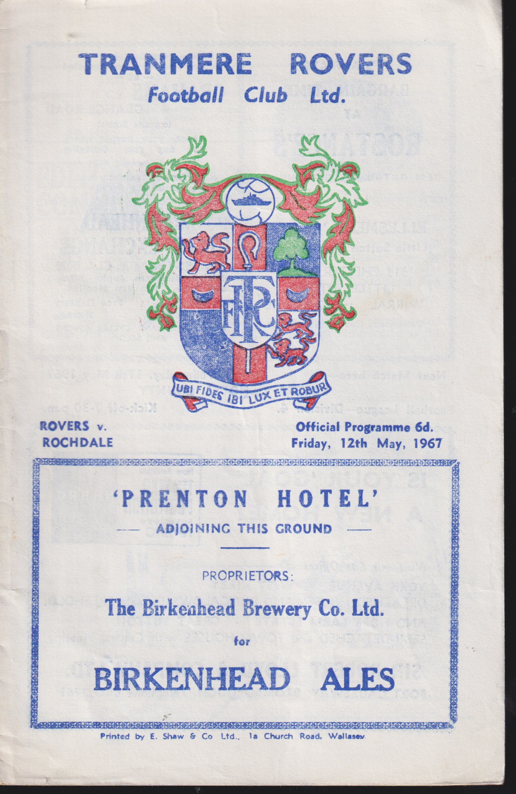 Match Programme for 12/05/1967
