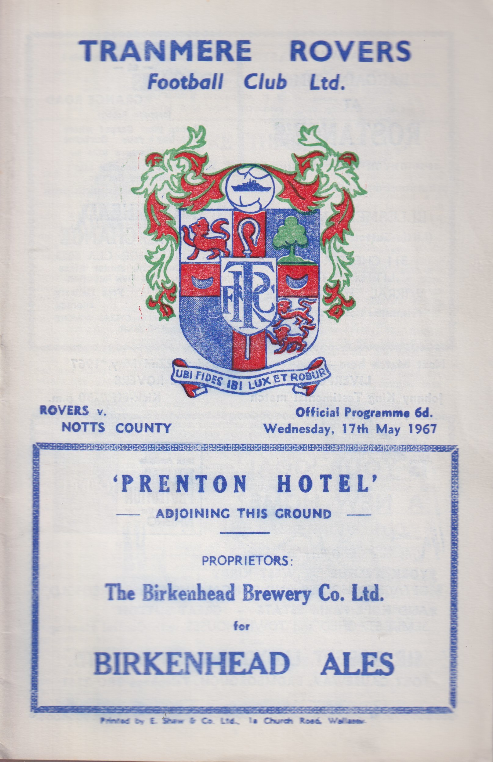 Match Programme for 17/05/1967
