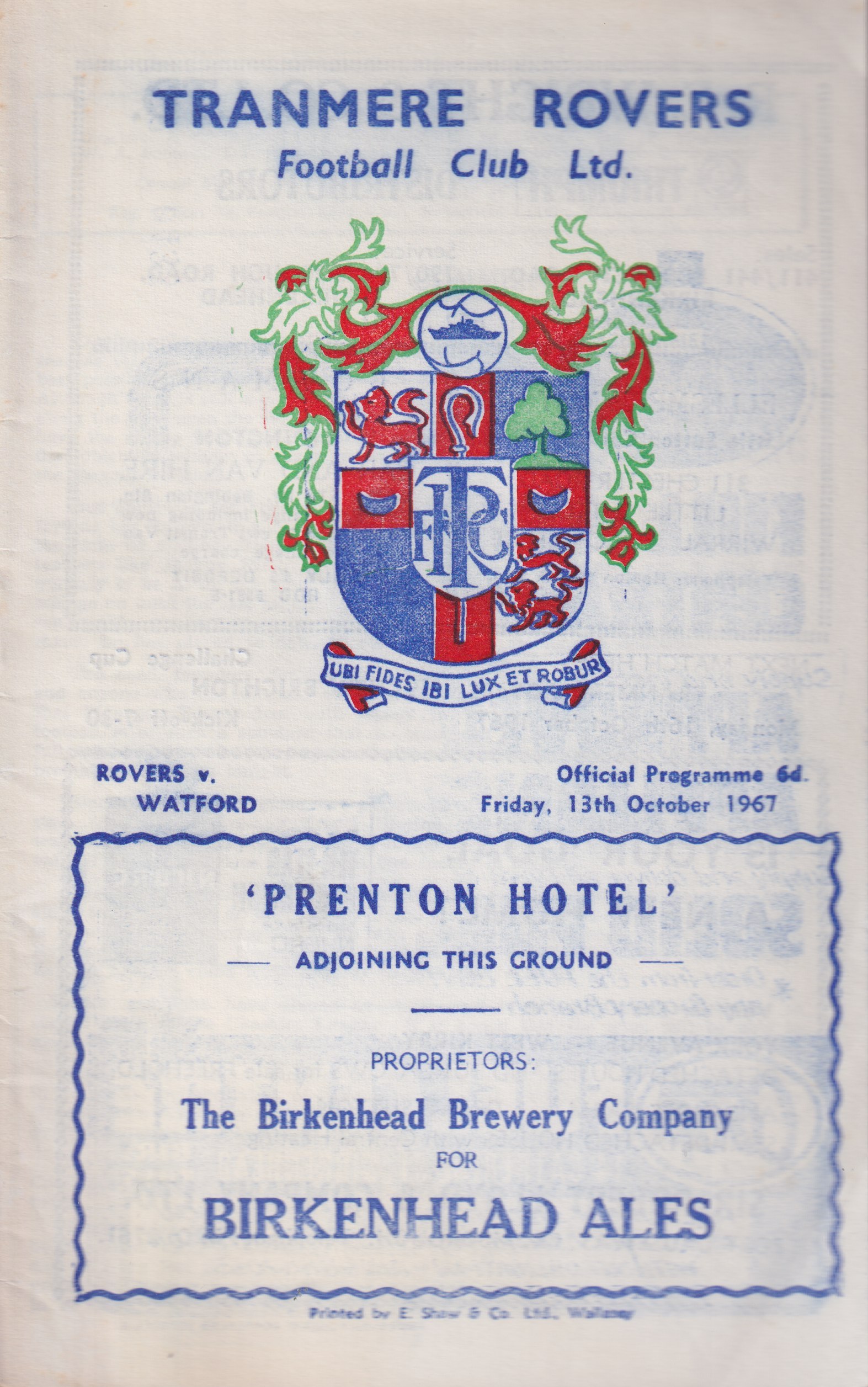 Match Programme for 13/10/1967