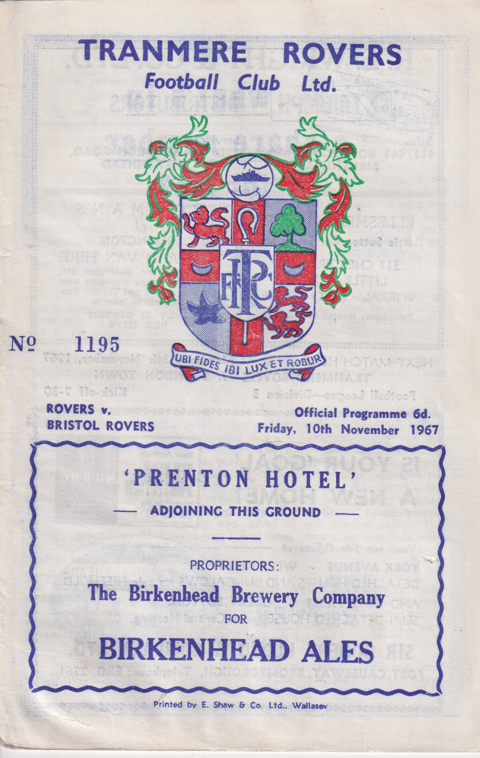 Match Programme for 10/11/1967
