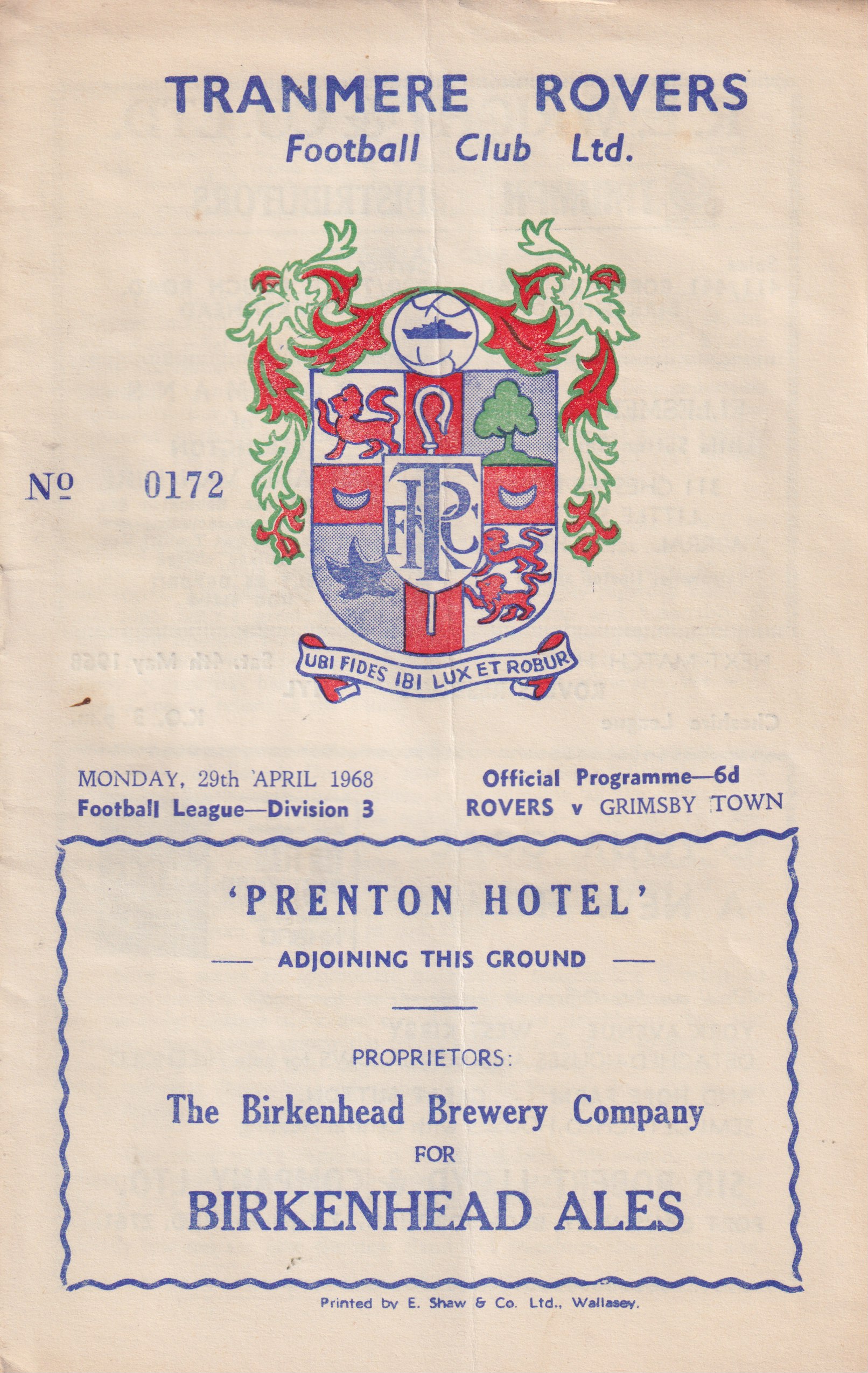 Match Programme for 29/04/1968