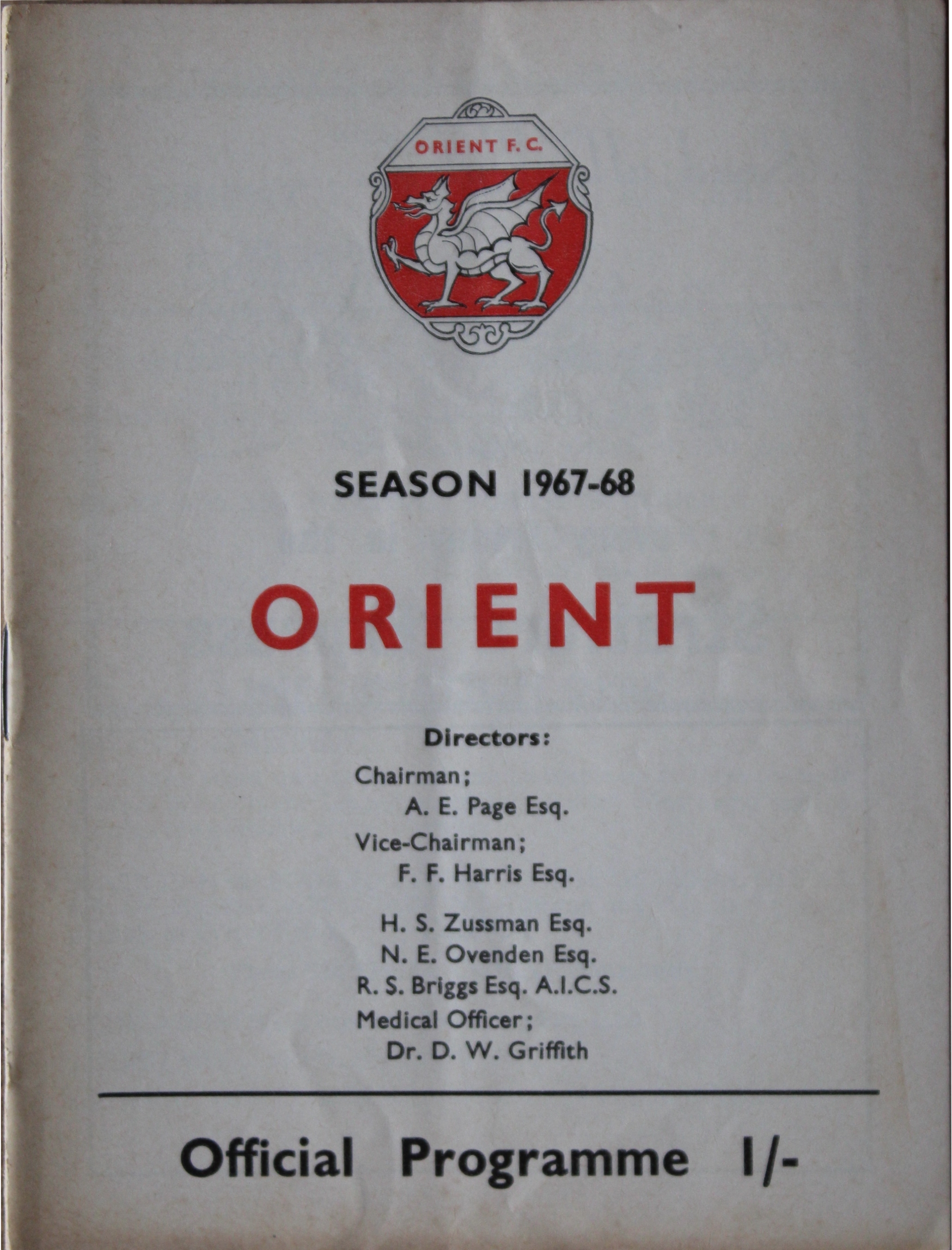 Match Programme for 11/05/1968