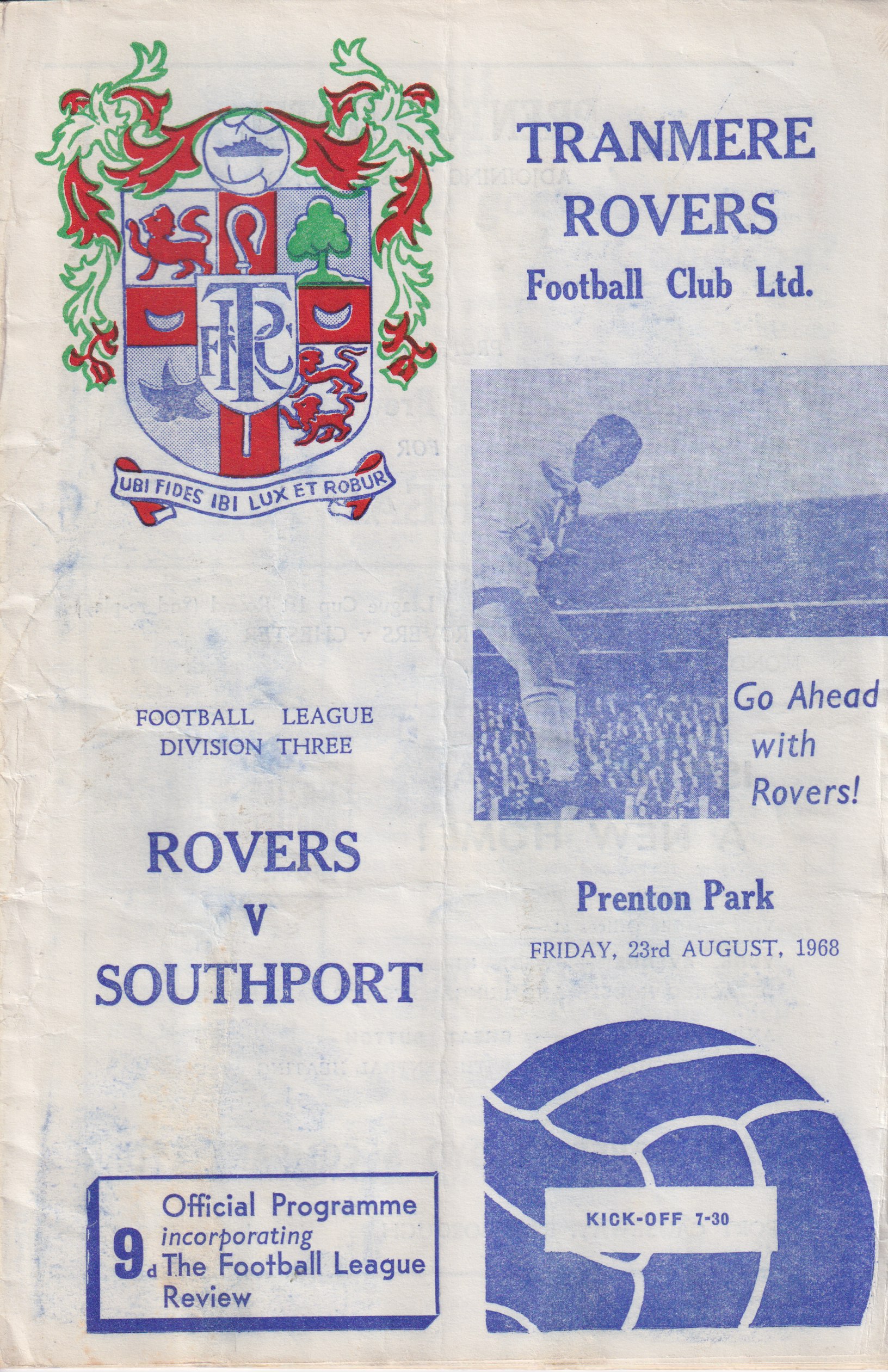 Match Programme for 23/08/1968