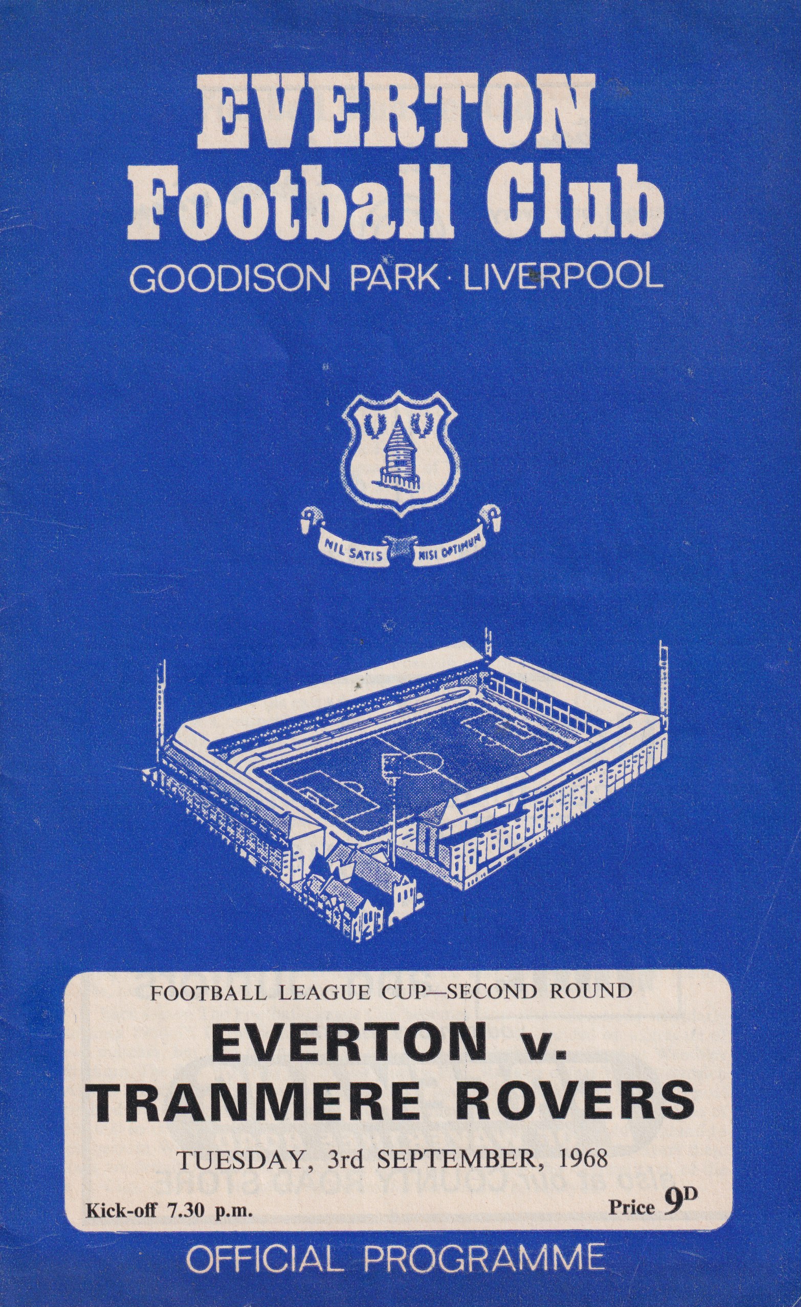 Match Programme for 03/09/1968