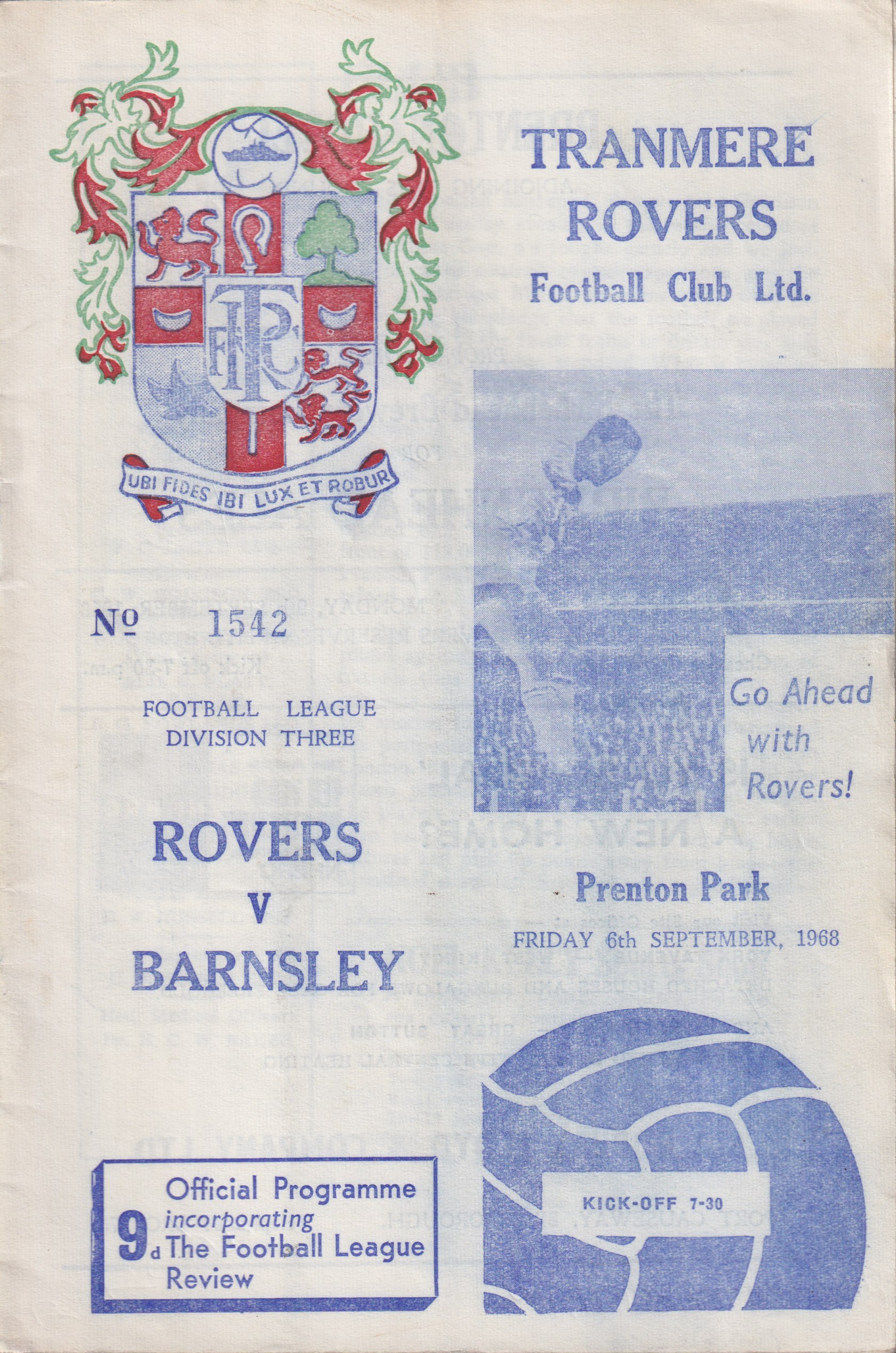 Match Programme for 06/09/1968