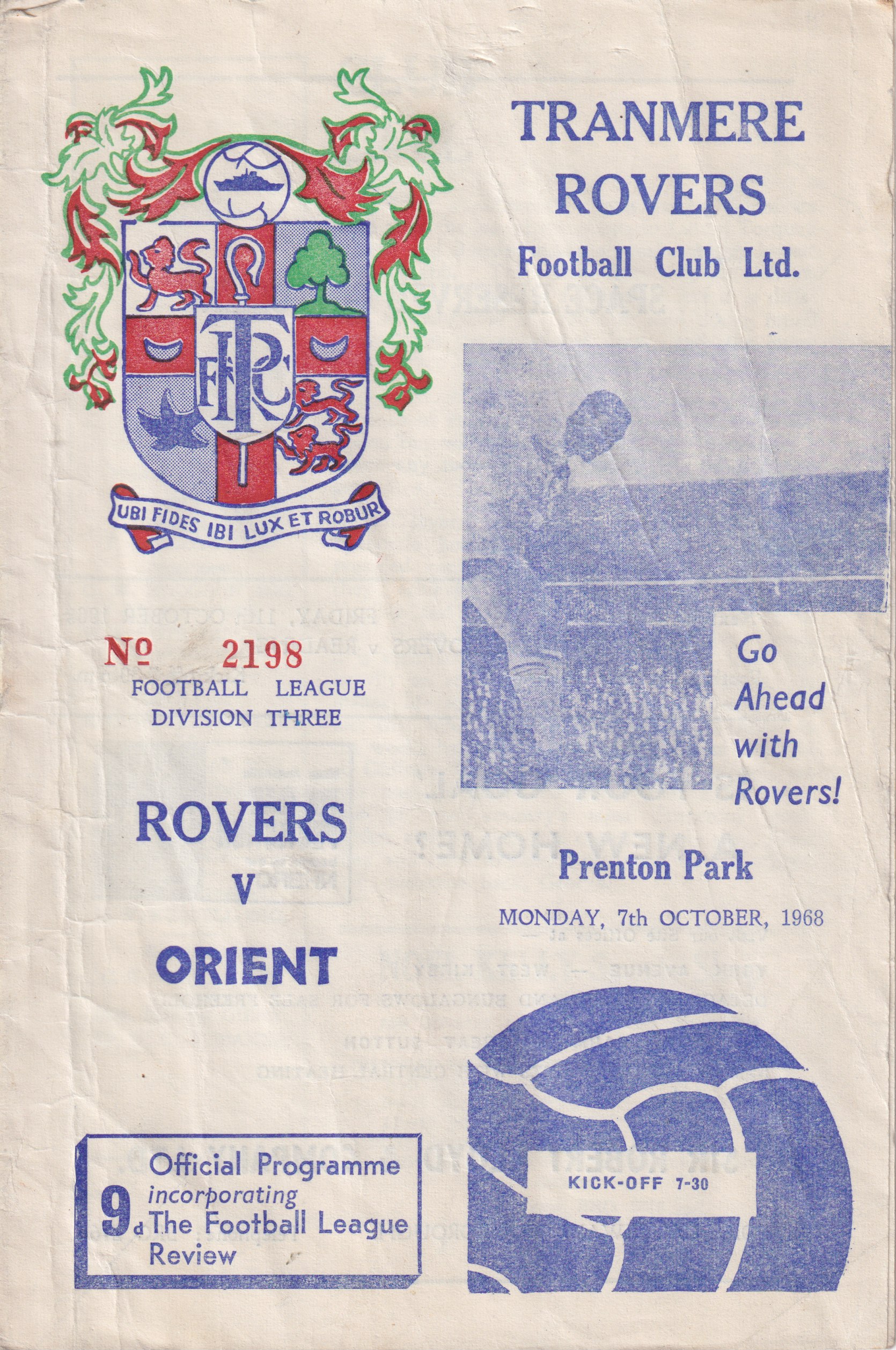Match Programme for 07/10/1968