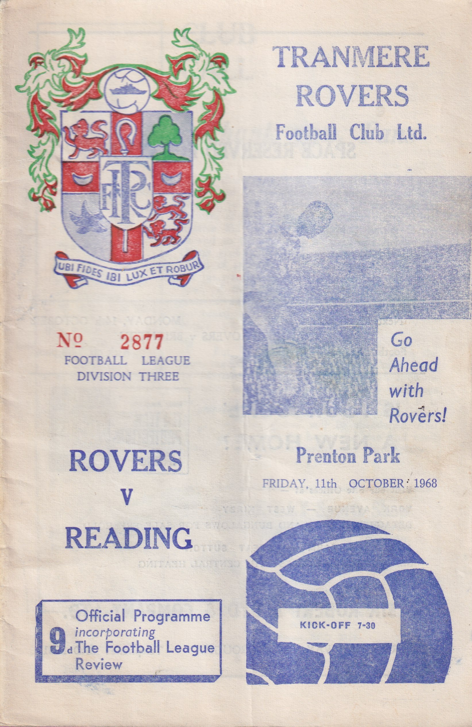 Match Programme for 11/10/1968