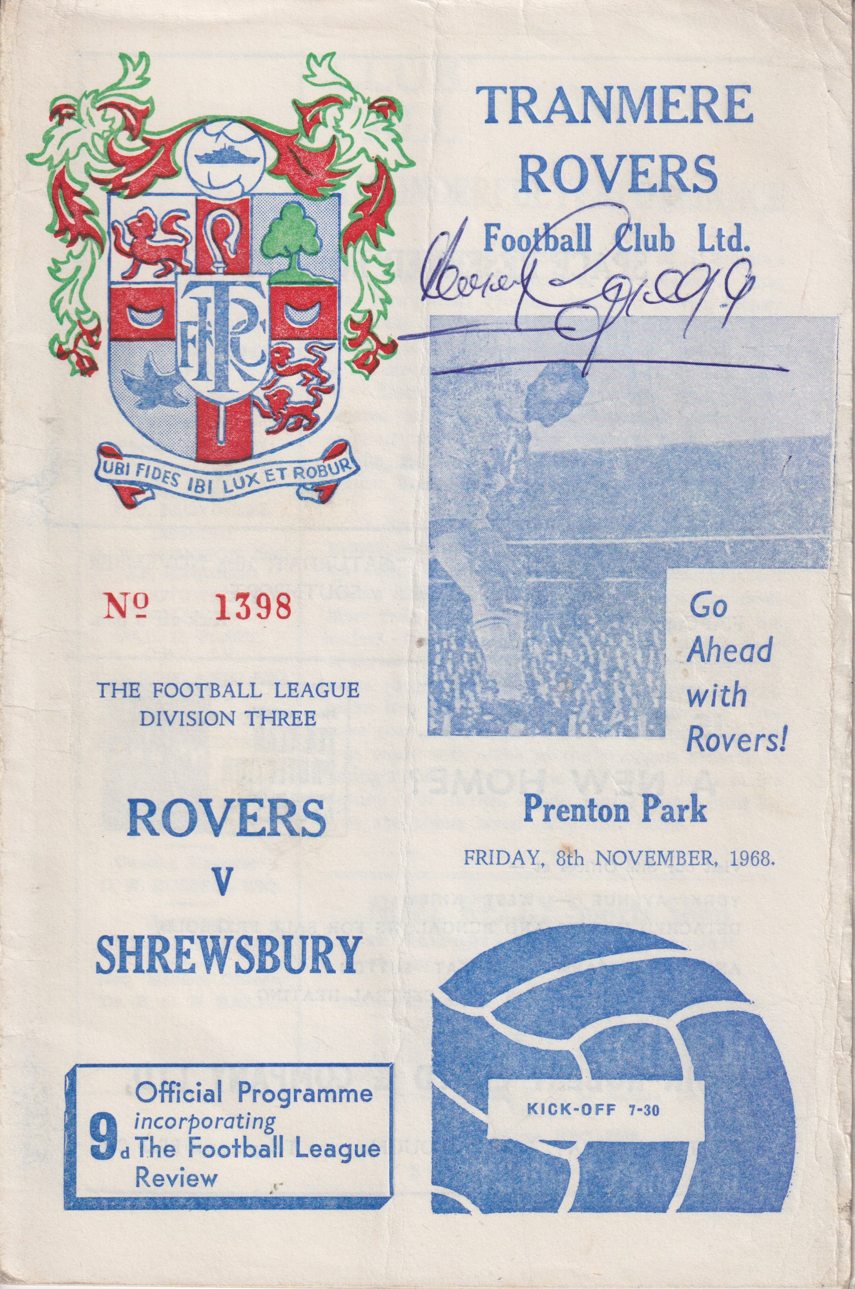 Match Programme for 08/11/1968
