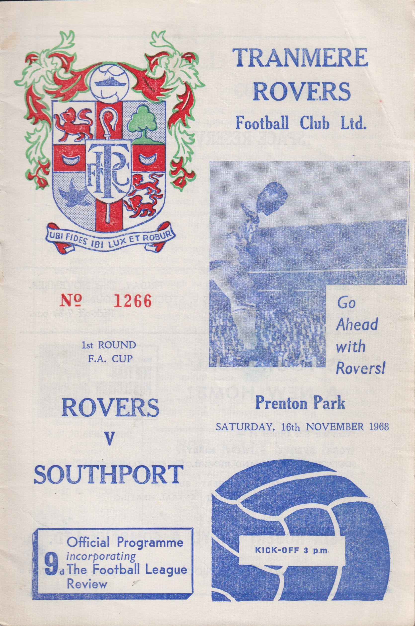 Match Programme for 16/11/1968