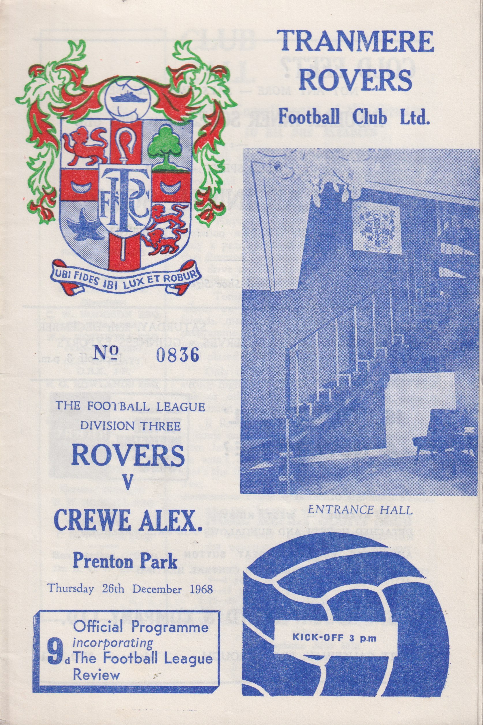 Match Programme for 26/12/1968