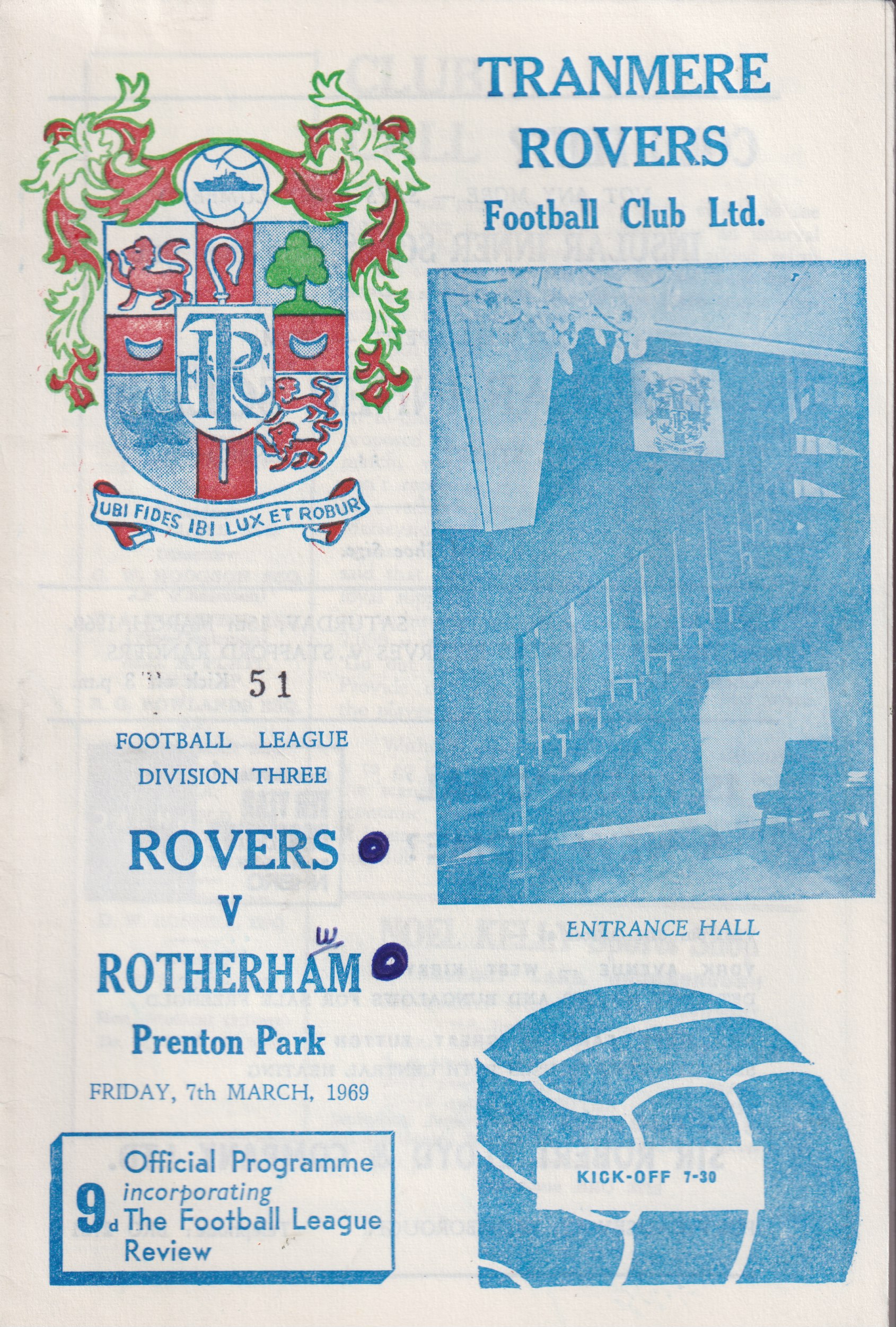 Match Programme for 07/03/1969