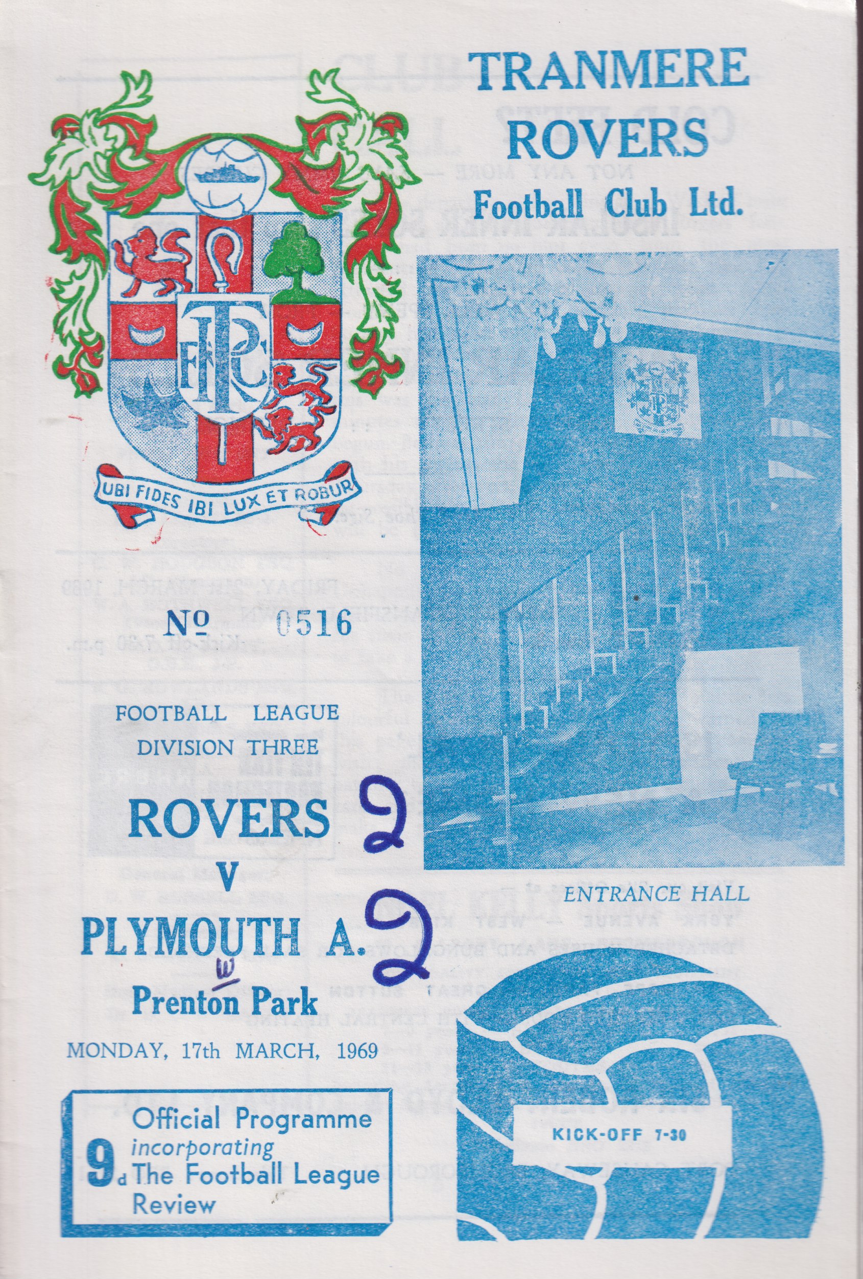 Match Programme for 17/03/1969