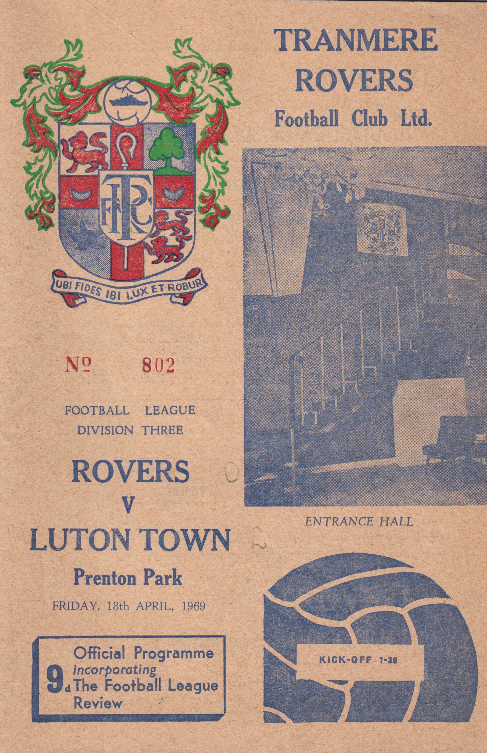 Match Programme for 18/04/1969