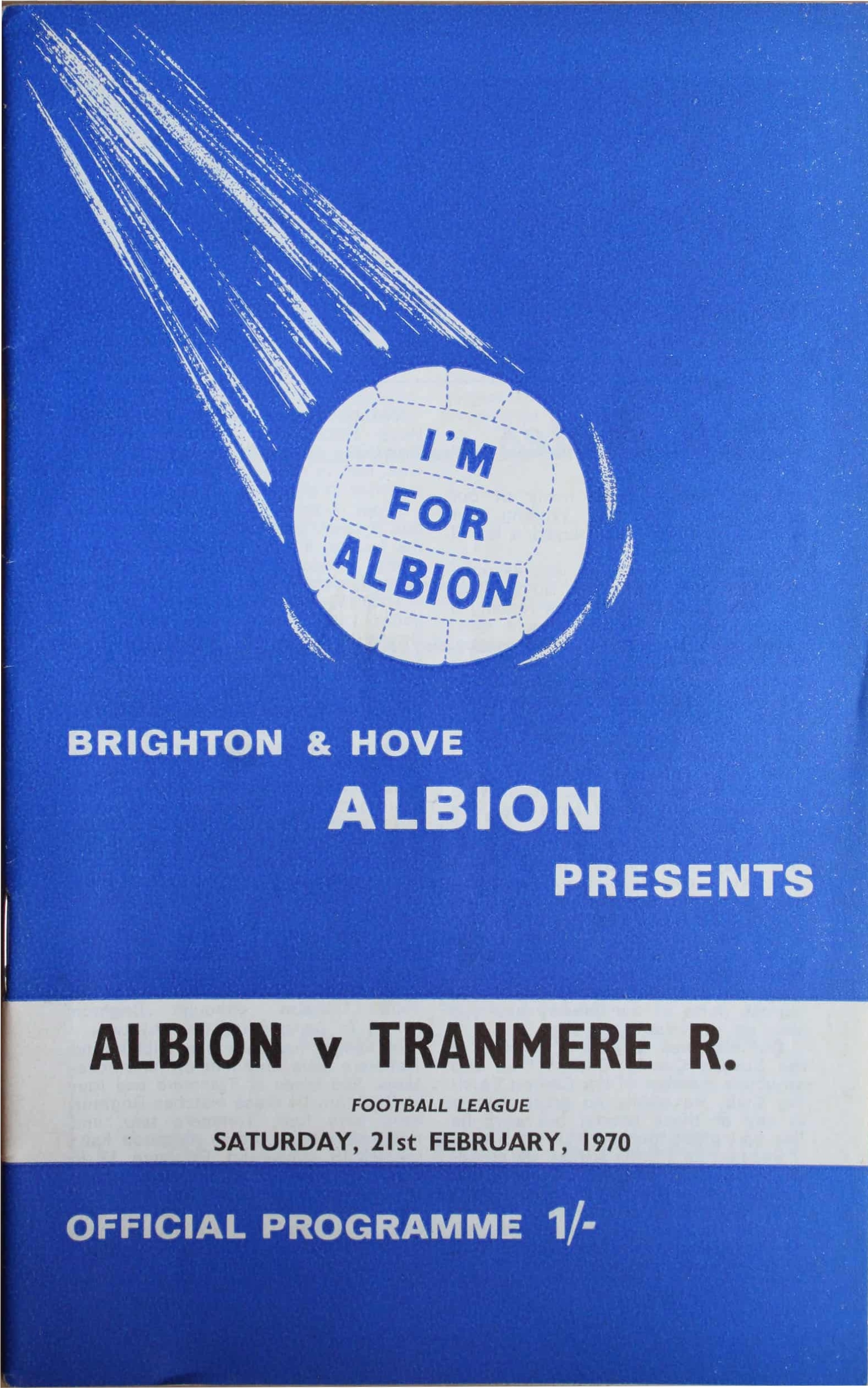 Match Programme for 21/02/1970