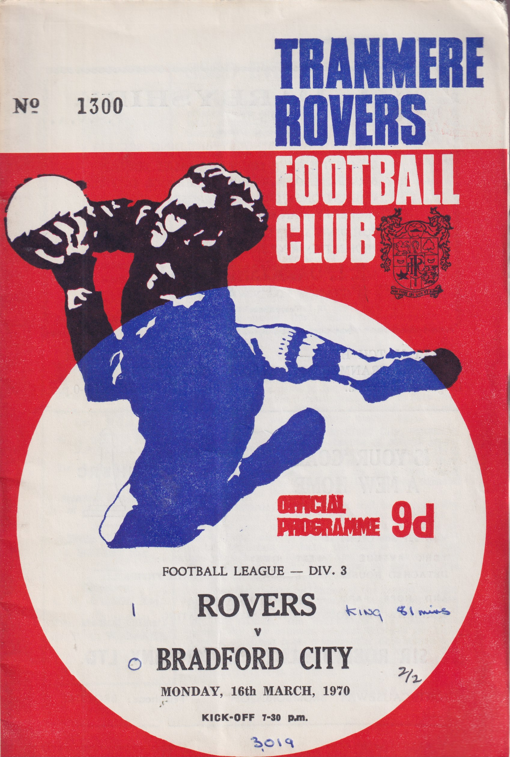 Match Programme for 16/03/1970
