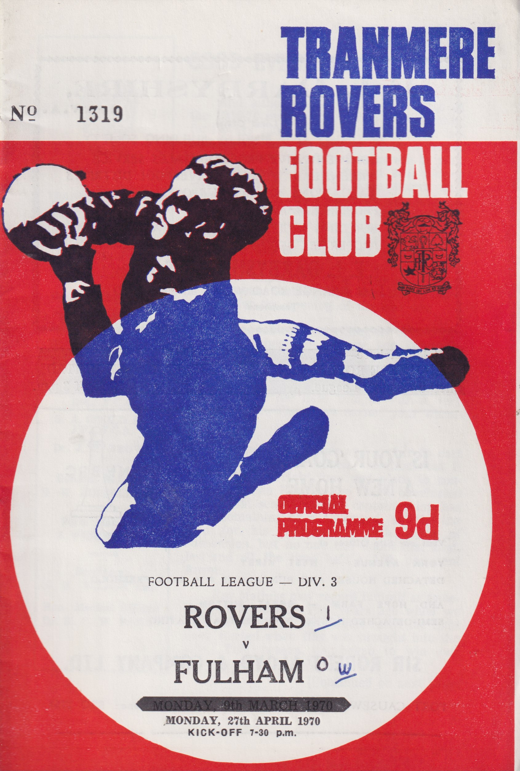 Match Programme for 27/04/1970
