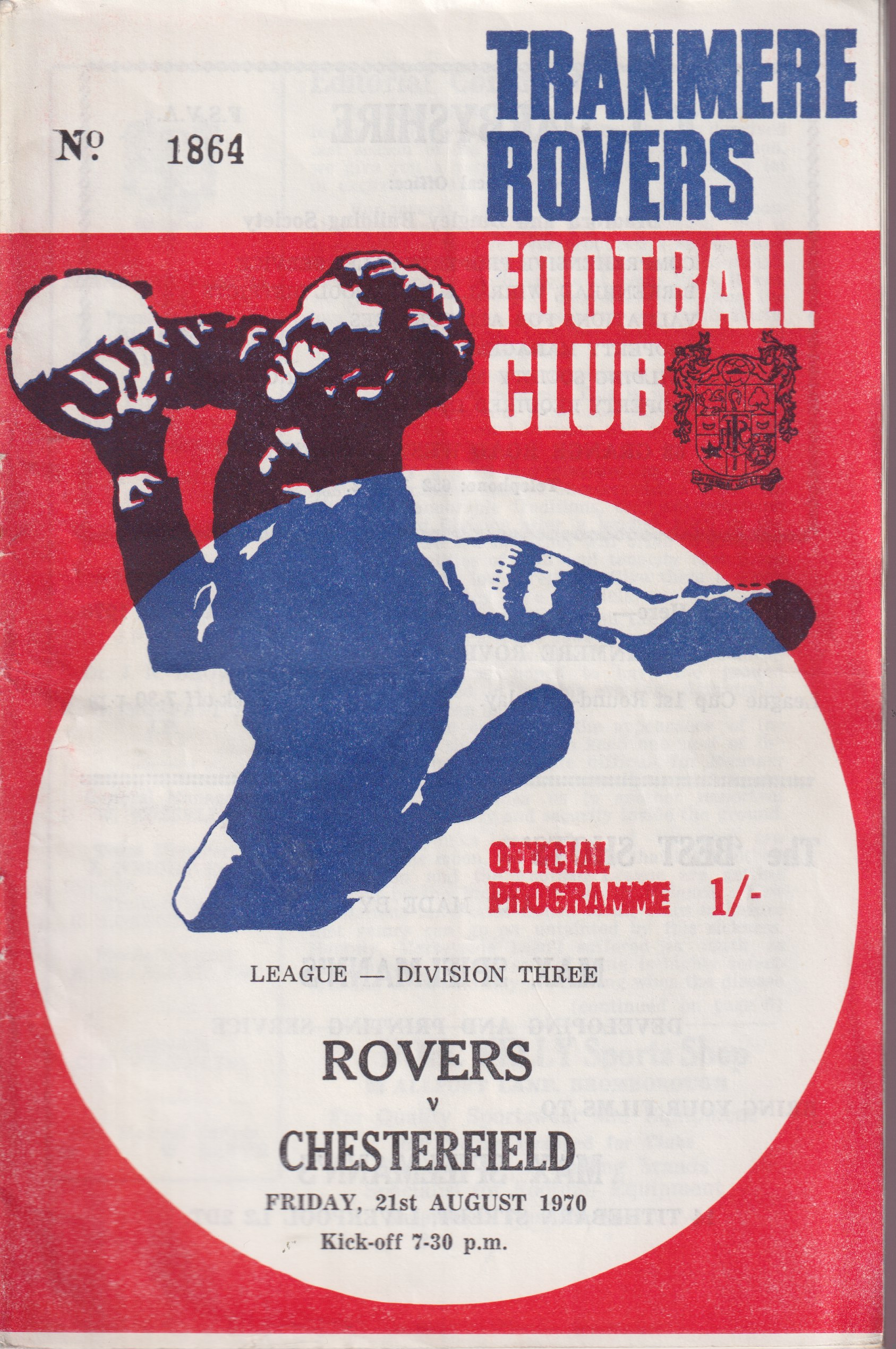 Match Programme for 21/08/1970