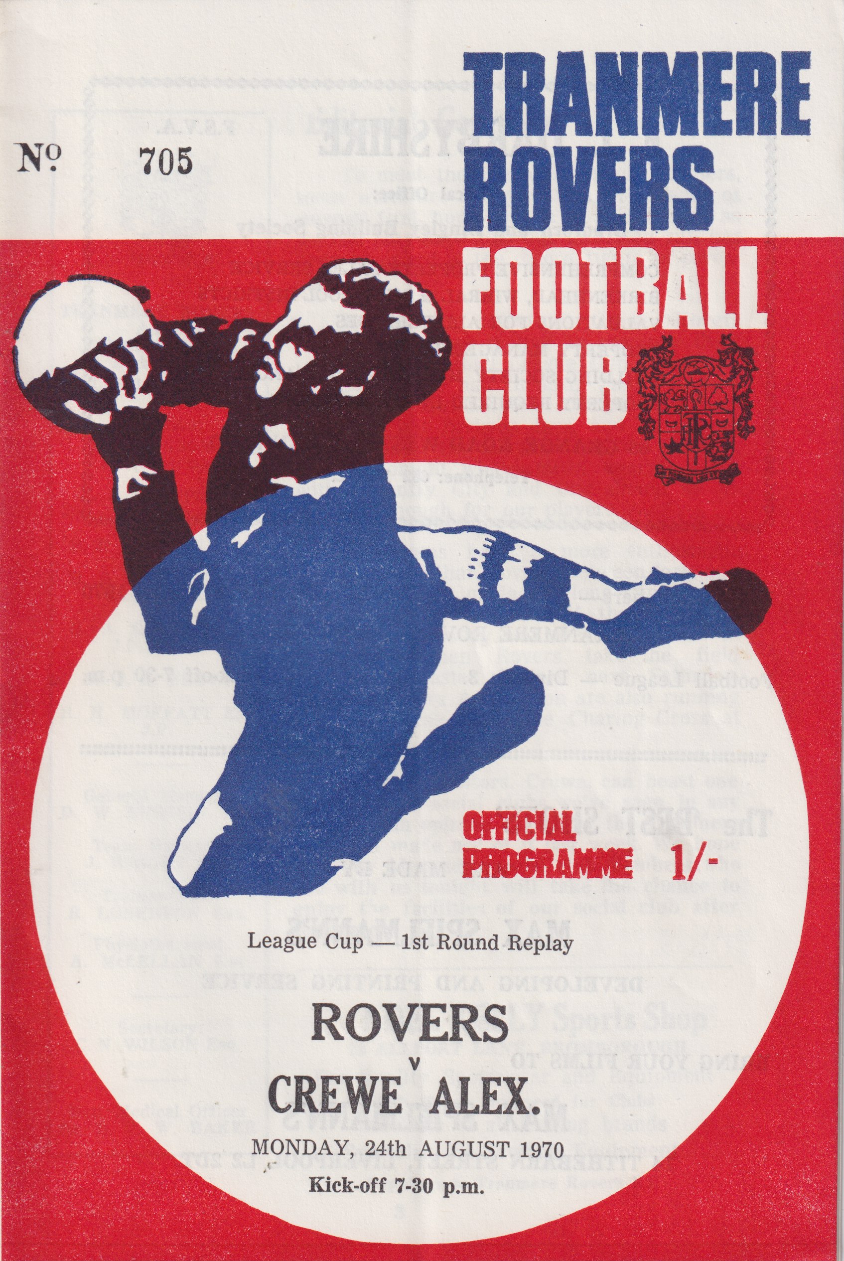 Match Programme for 24/08/1970