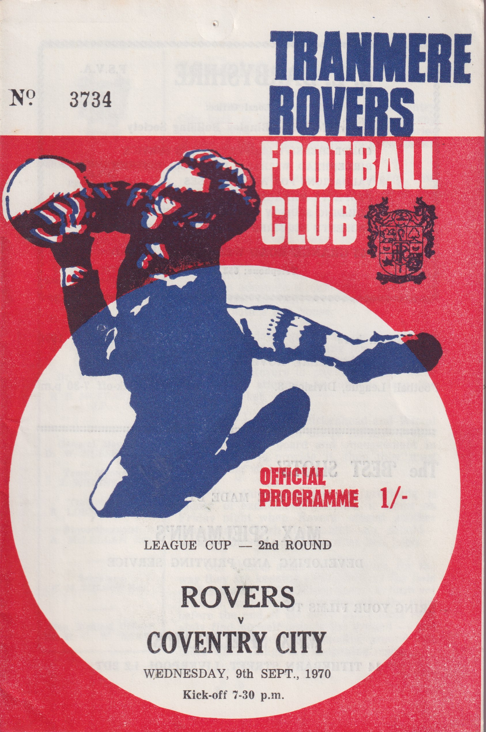 Match Programme for 09/09/1970