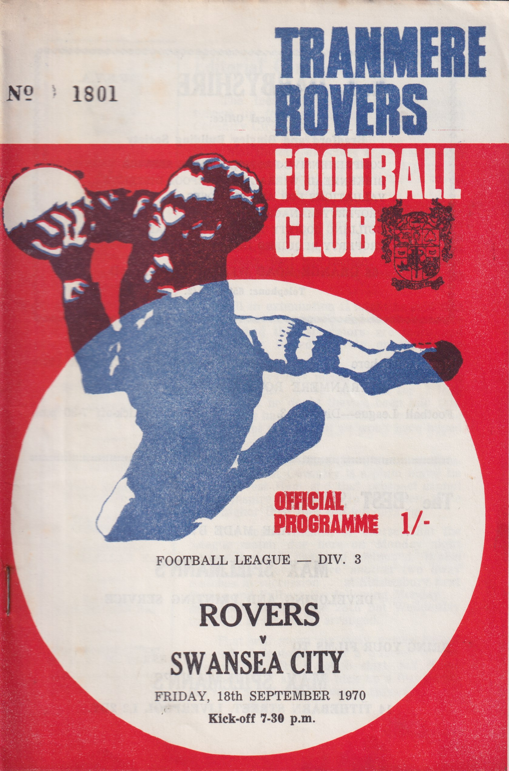 Match Programme for 18/09/1970