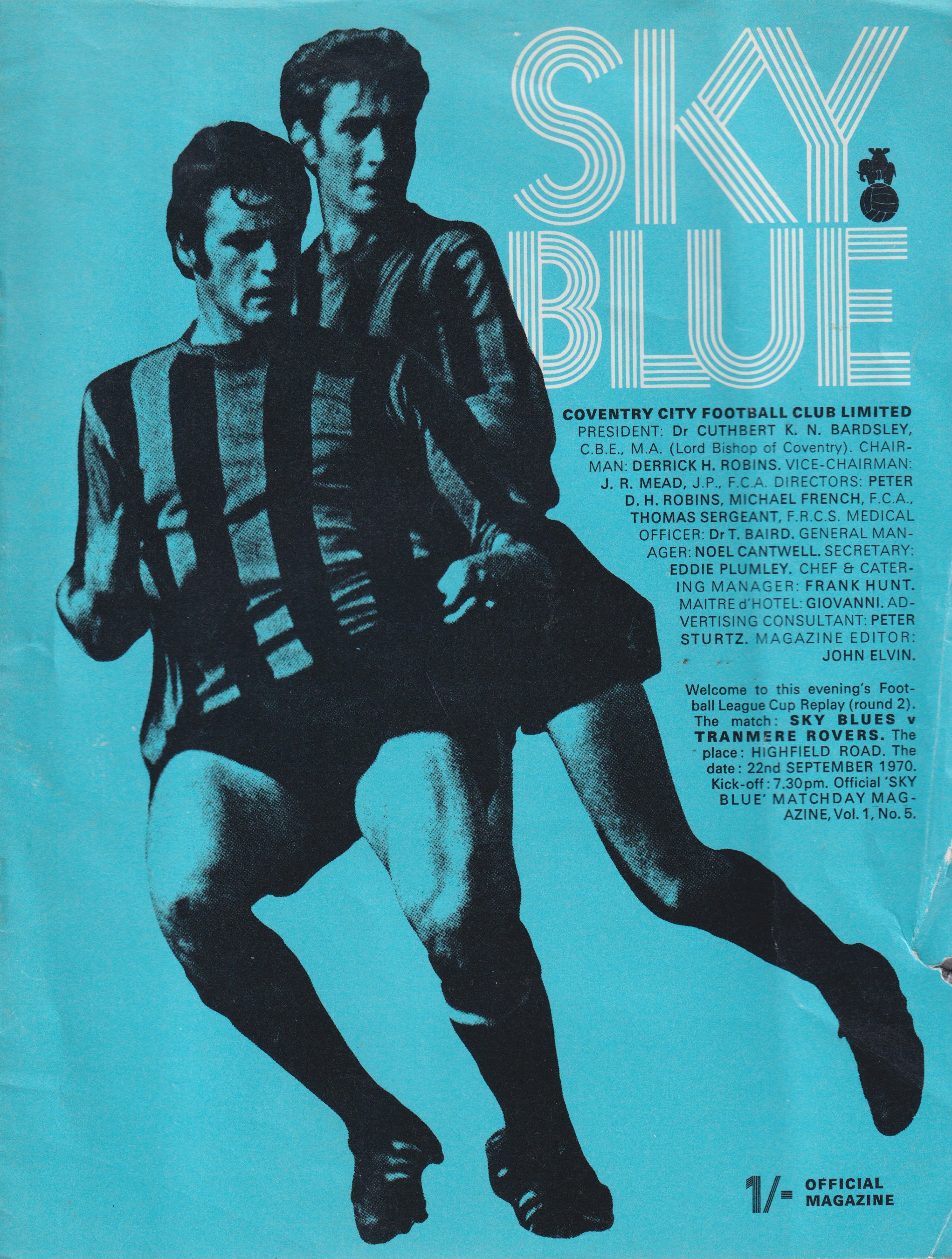 Match Programme for 22/09/1970