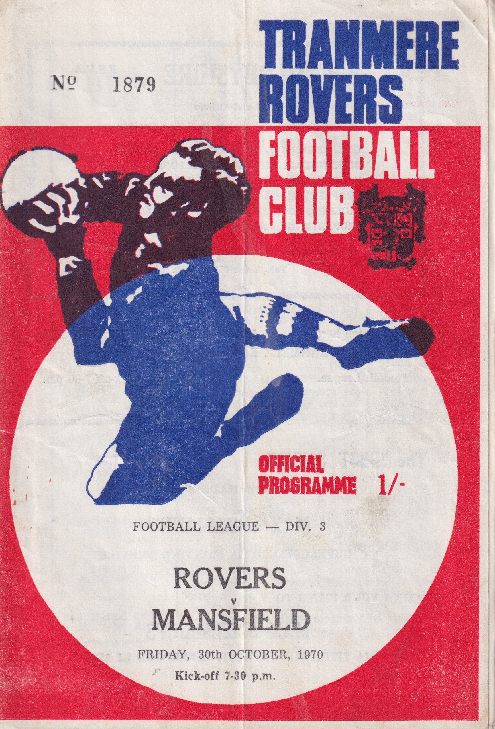 Match Programme for 30/10/1970