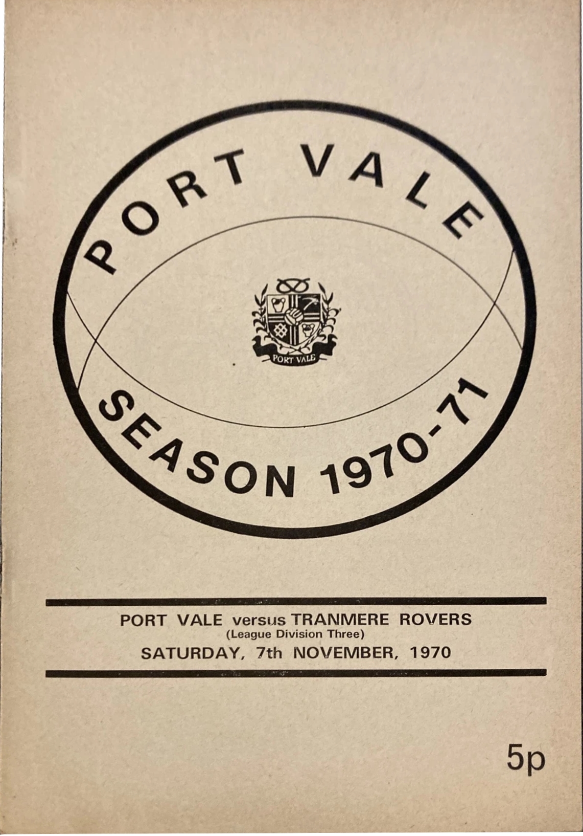 Match Programme for 07/11/1970
