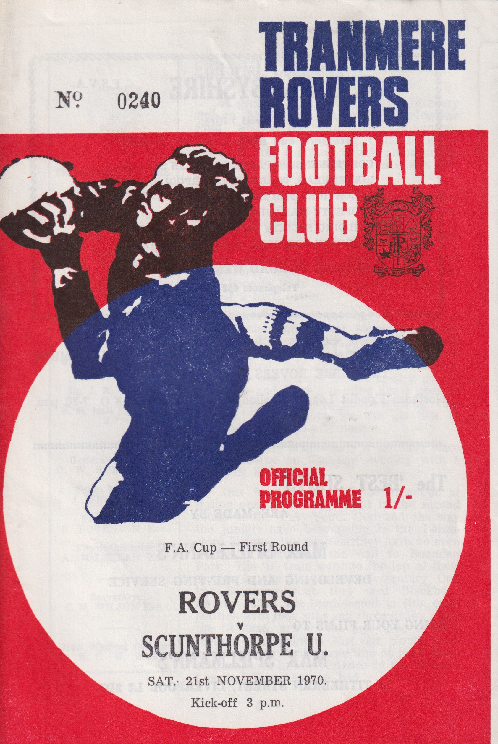 Match Programme for 21/11/1970