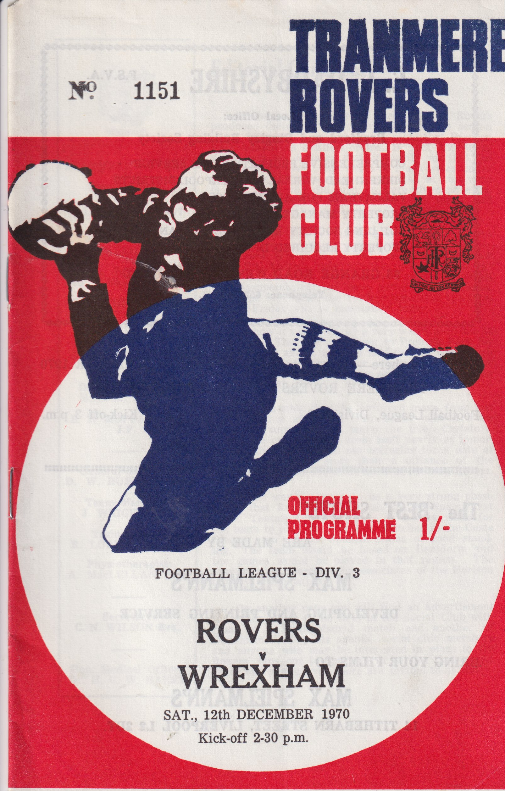 Match Programme for 12/12/1970
