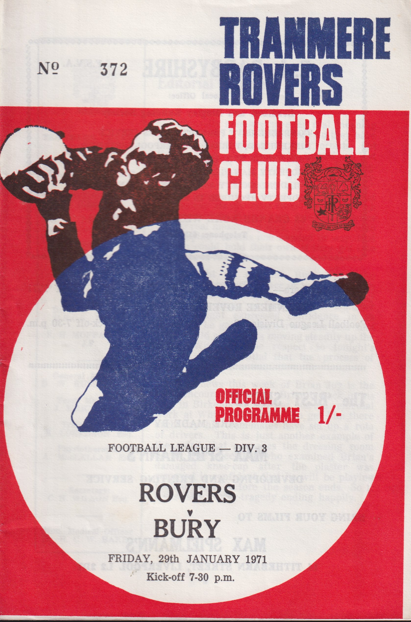 Match Programme for 29/01/1971