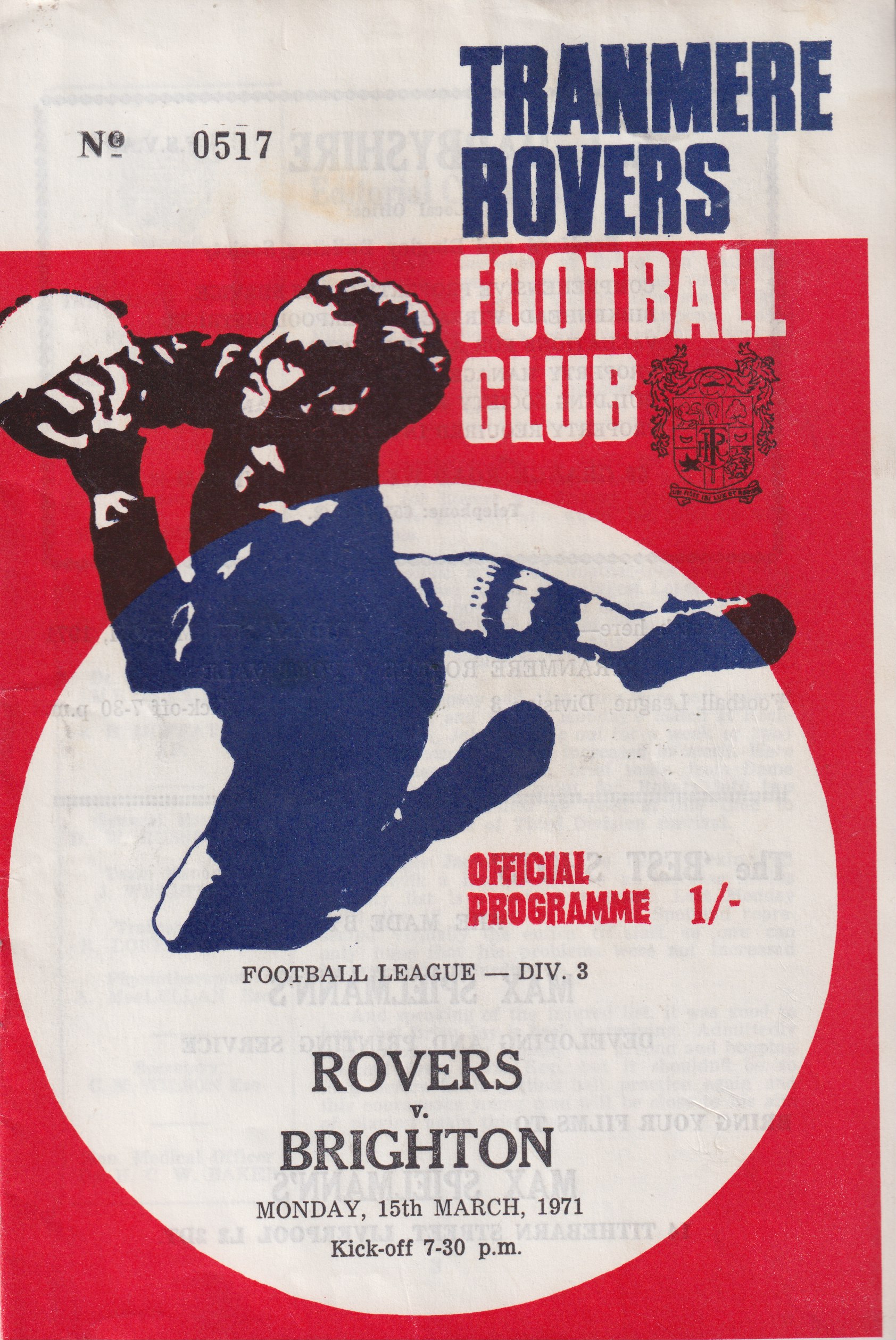Match Programme for 15/03/1971