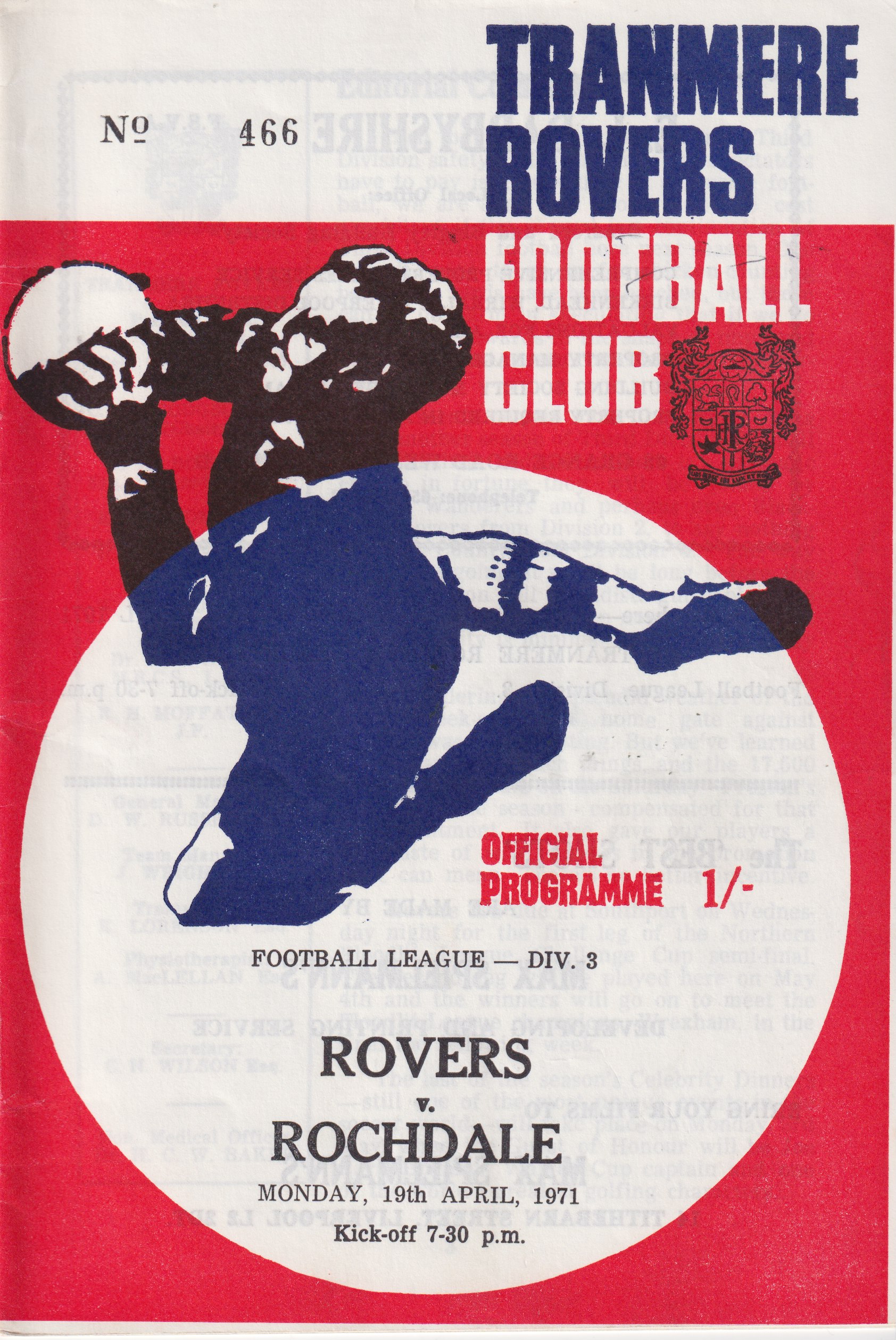 Match Programme for 19/04/1971
