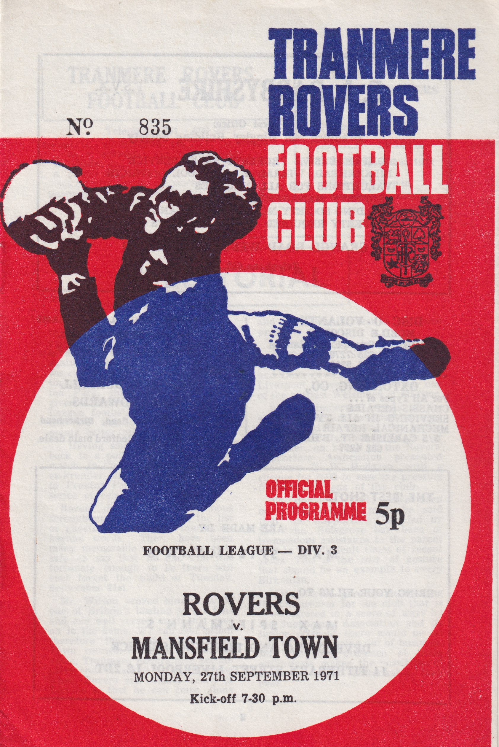 Match Programme for 27/09/1971