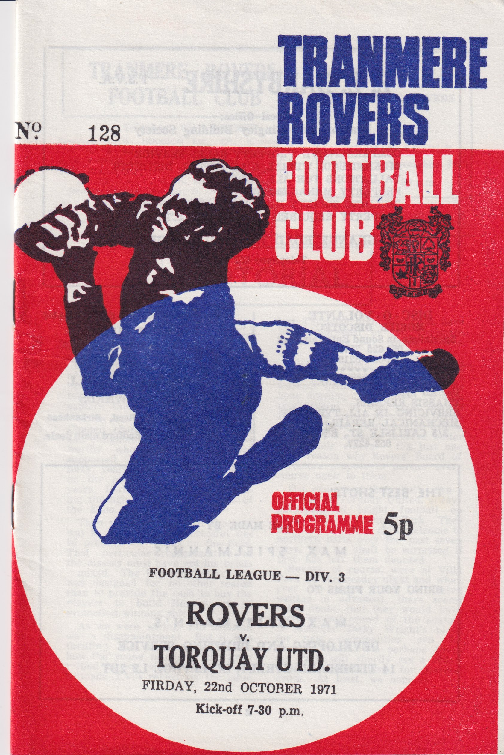Match Programme for 22/10/1971