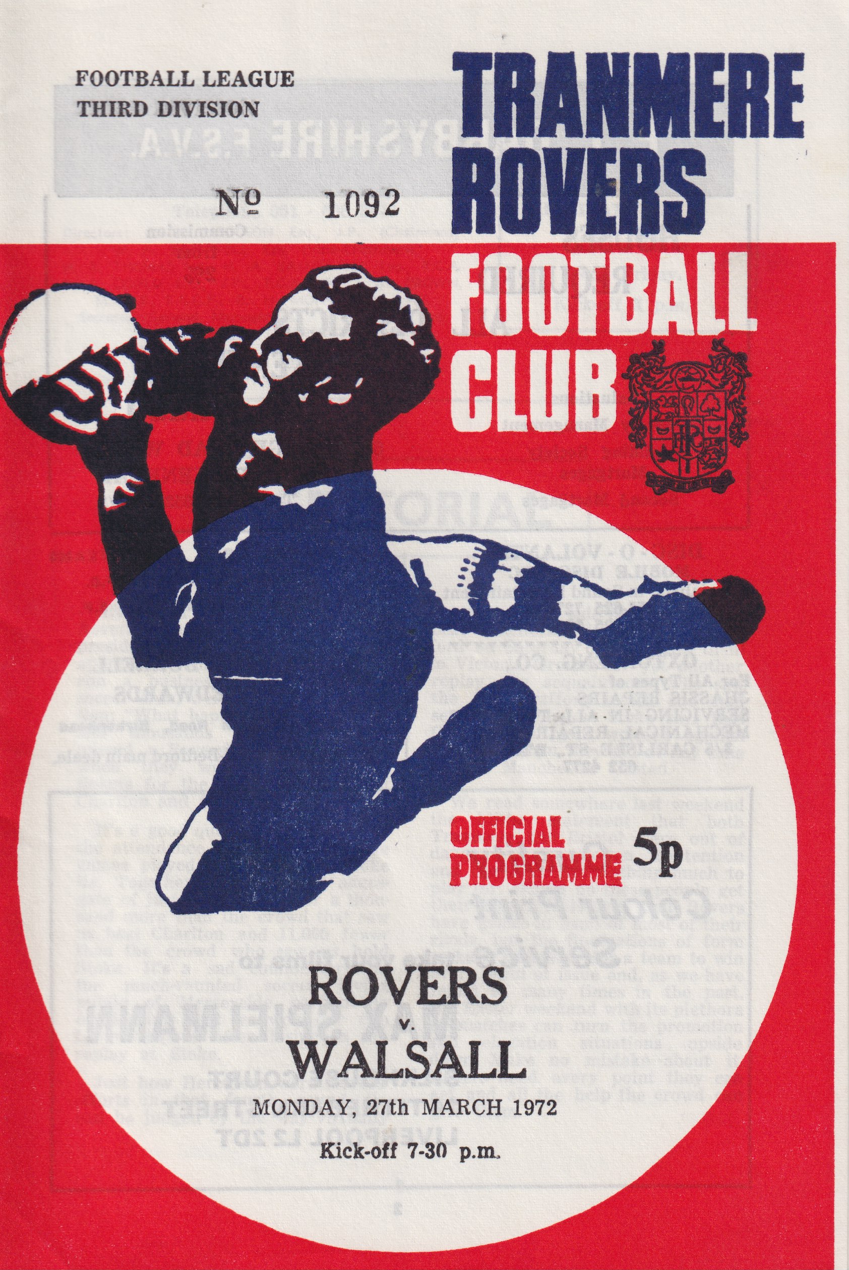 Match Programme for 27/03/1972