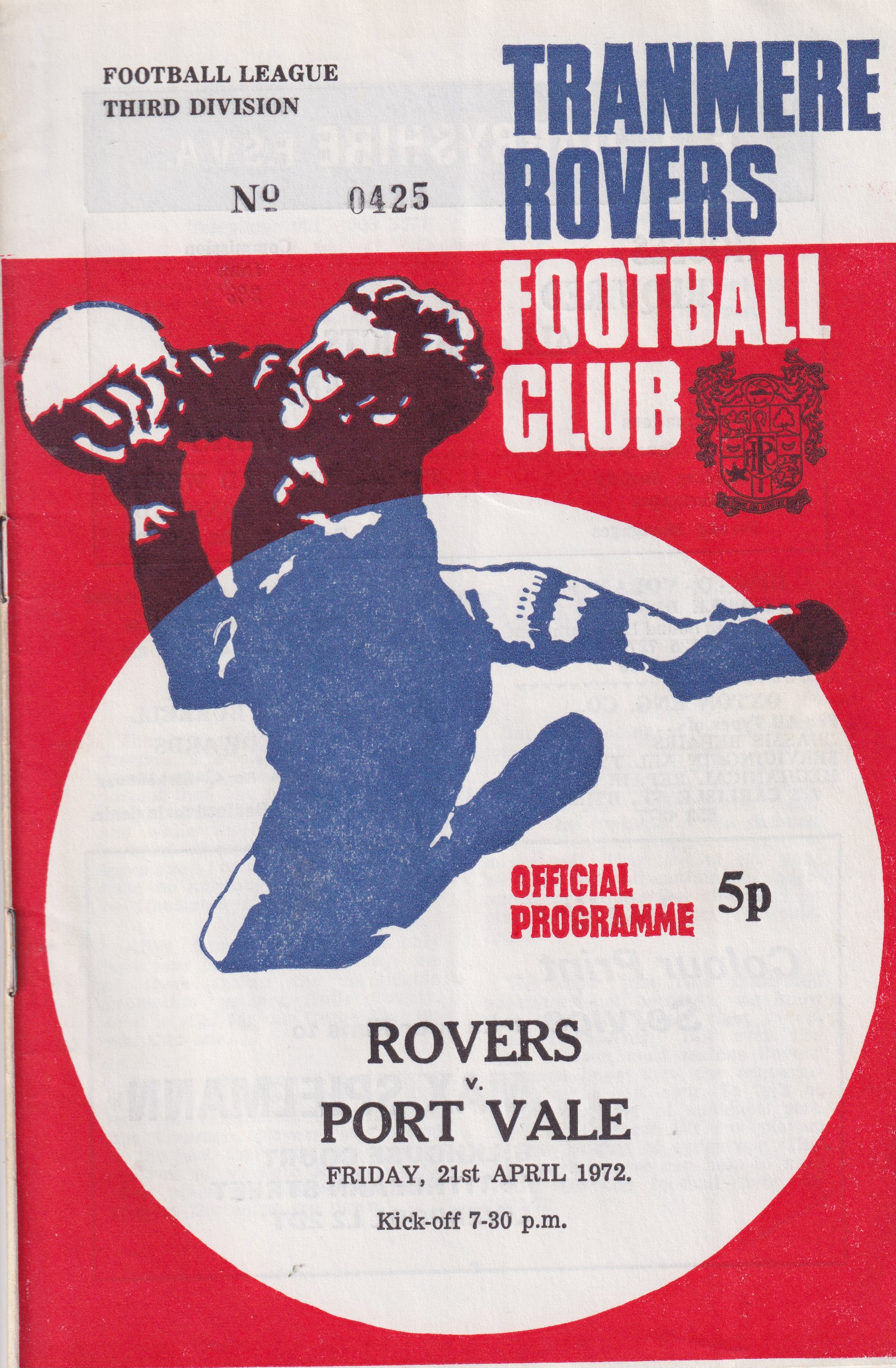 Match Programme for 21/04/1972