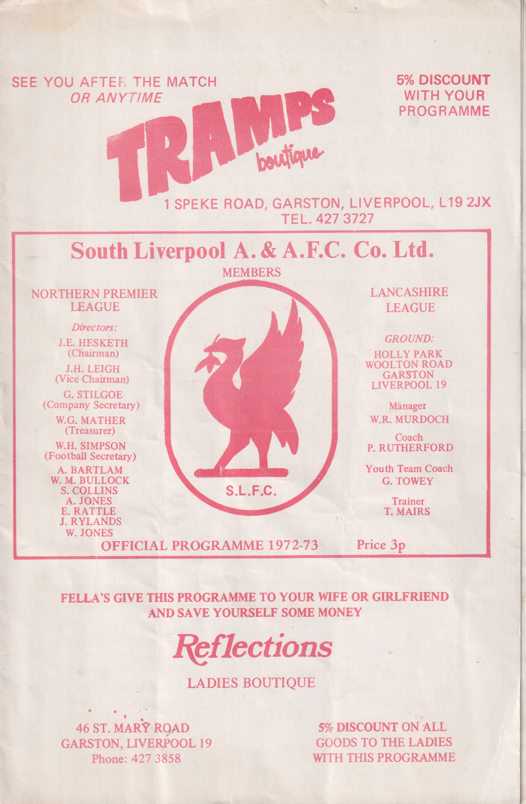 Match Programme for 18/11/1972