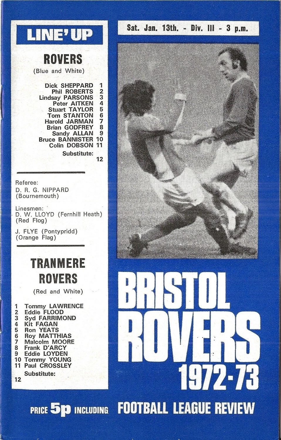 Match Programme for 13/01/1973