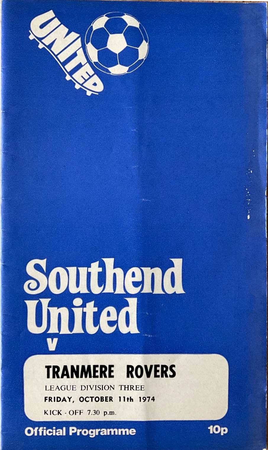 Match Programme for 11/10/1974