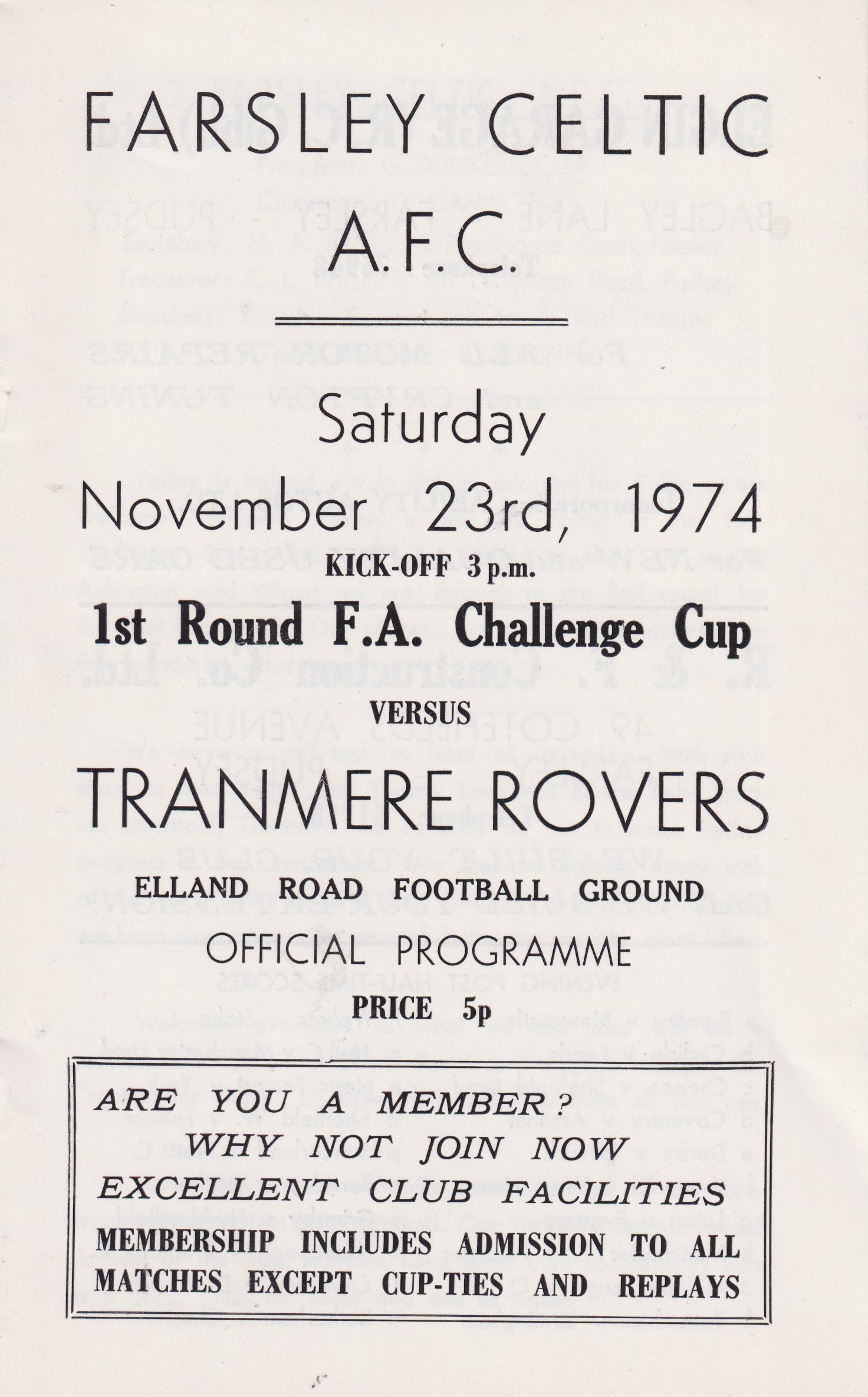 Match Programme for 23/11/1974