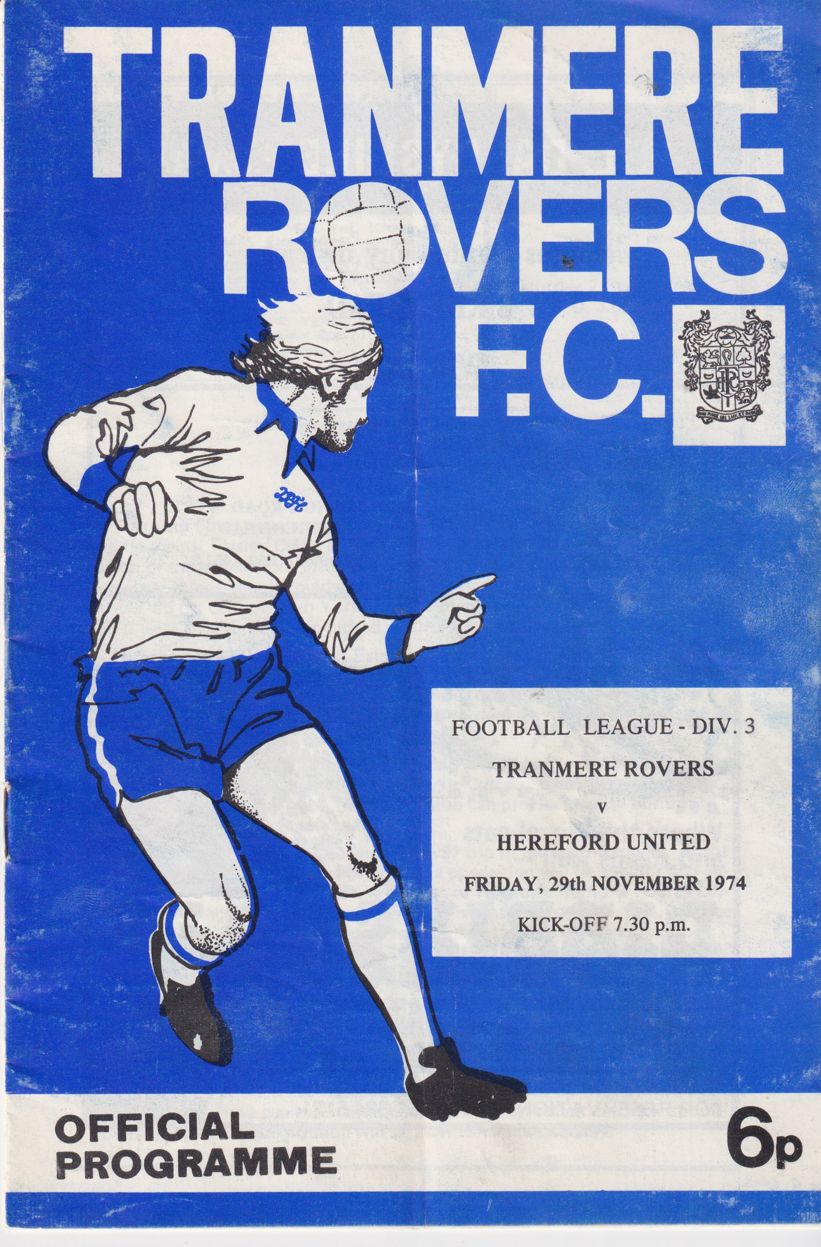 Match Programme for 29/11/1974